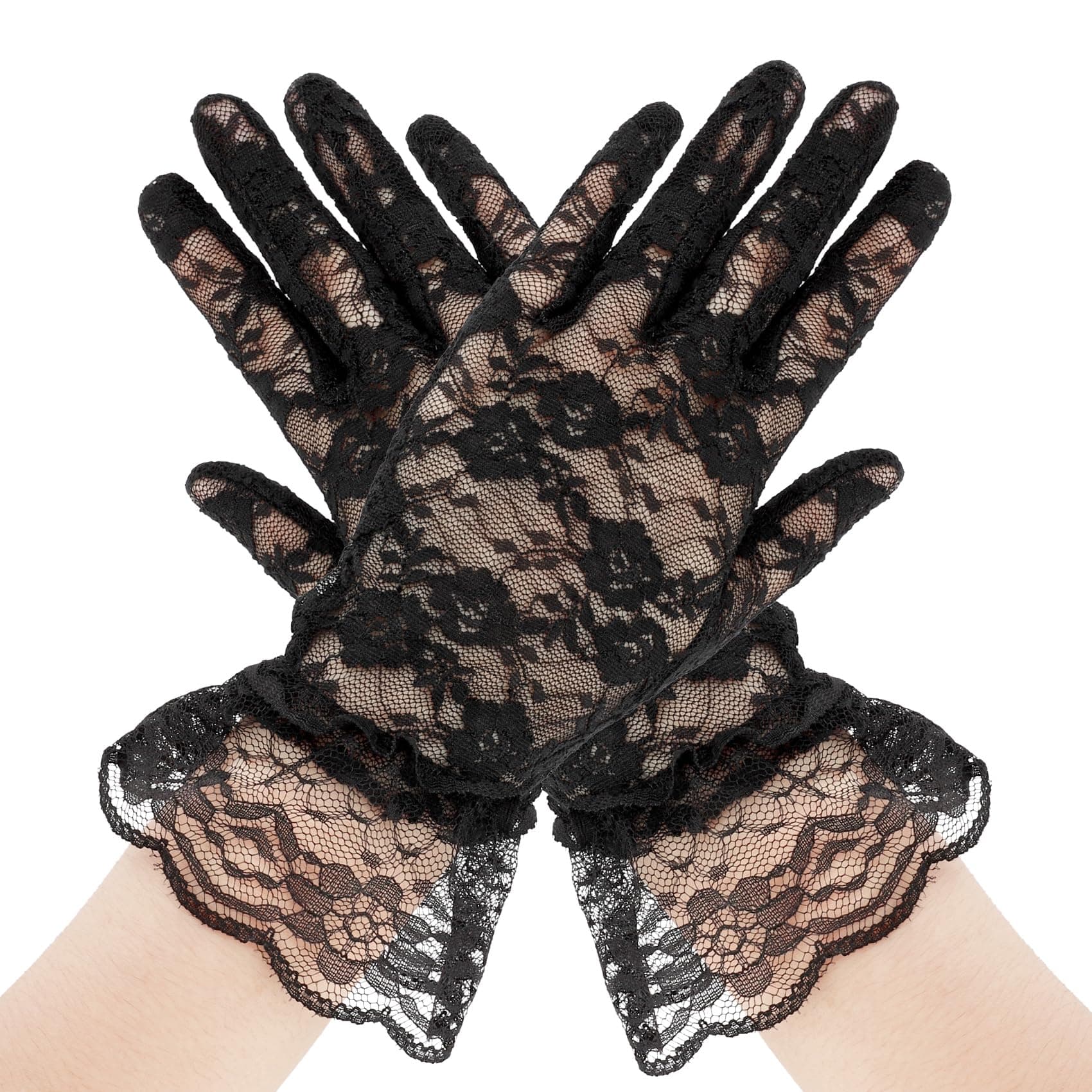 XioabreLace Gloves for Halloween, Prom, Vampire Party, Wedding, Tea Party - White Formal Gloves
