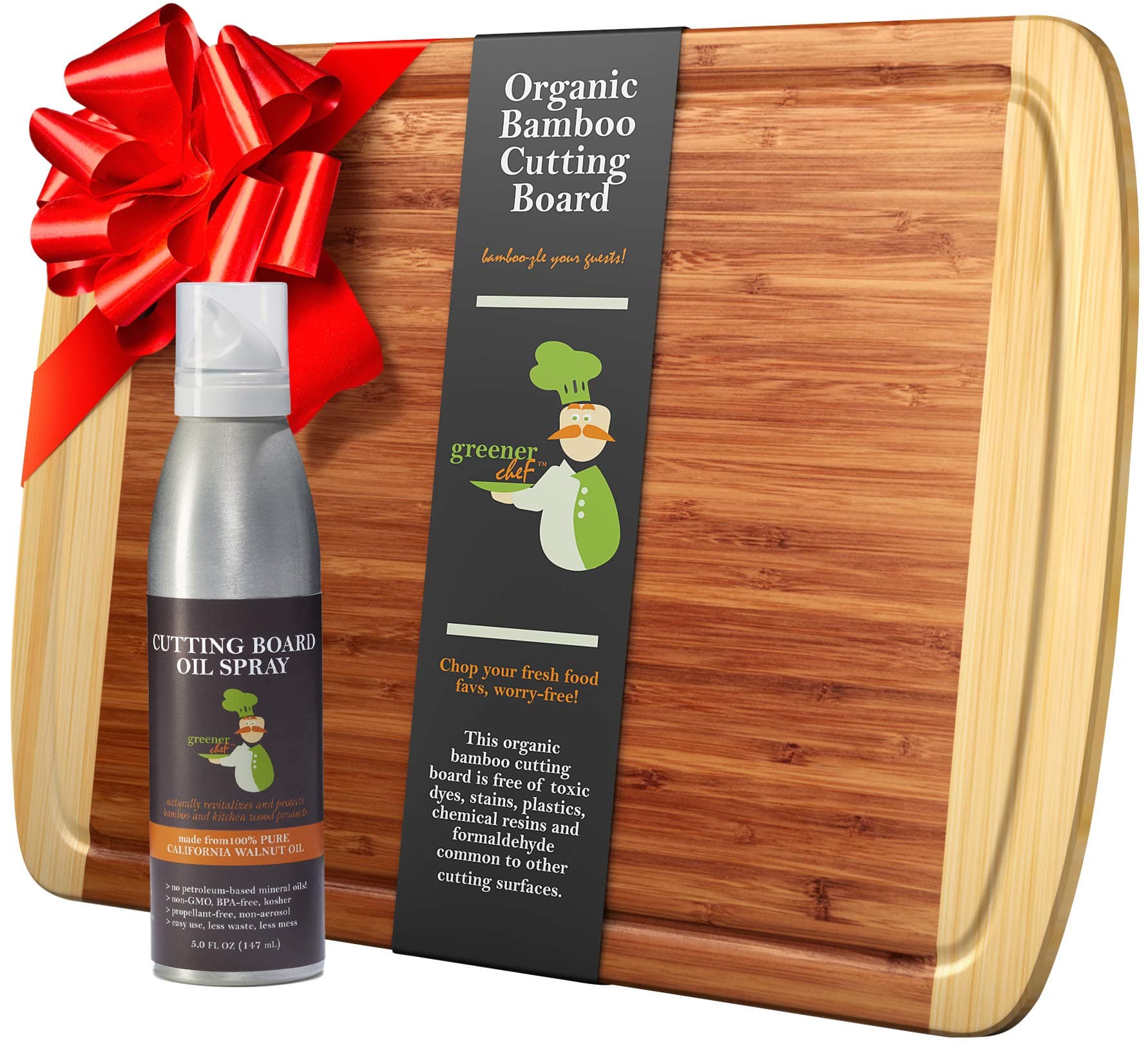 Extra Large Bamboo Cutting Board and Cutting Board Oil Set - Wooden Cutting Boards for Kitchen, Wood Cutting Board, Chopping Board and Chopping Block with Butcher Block Conditioner