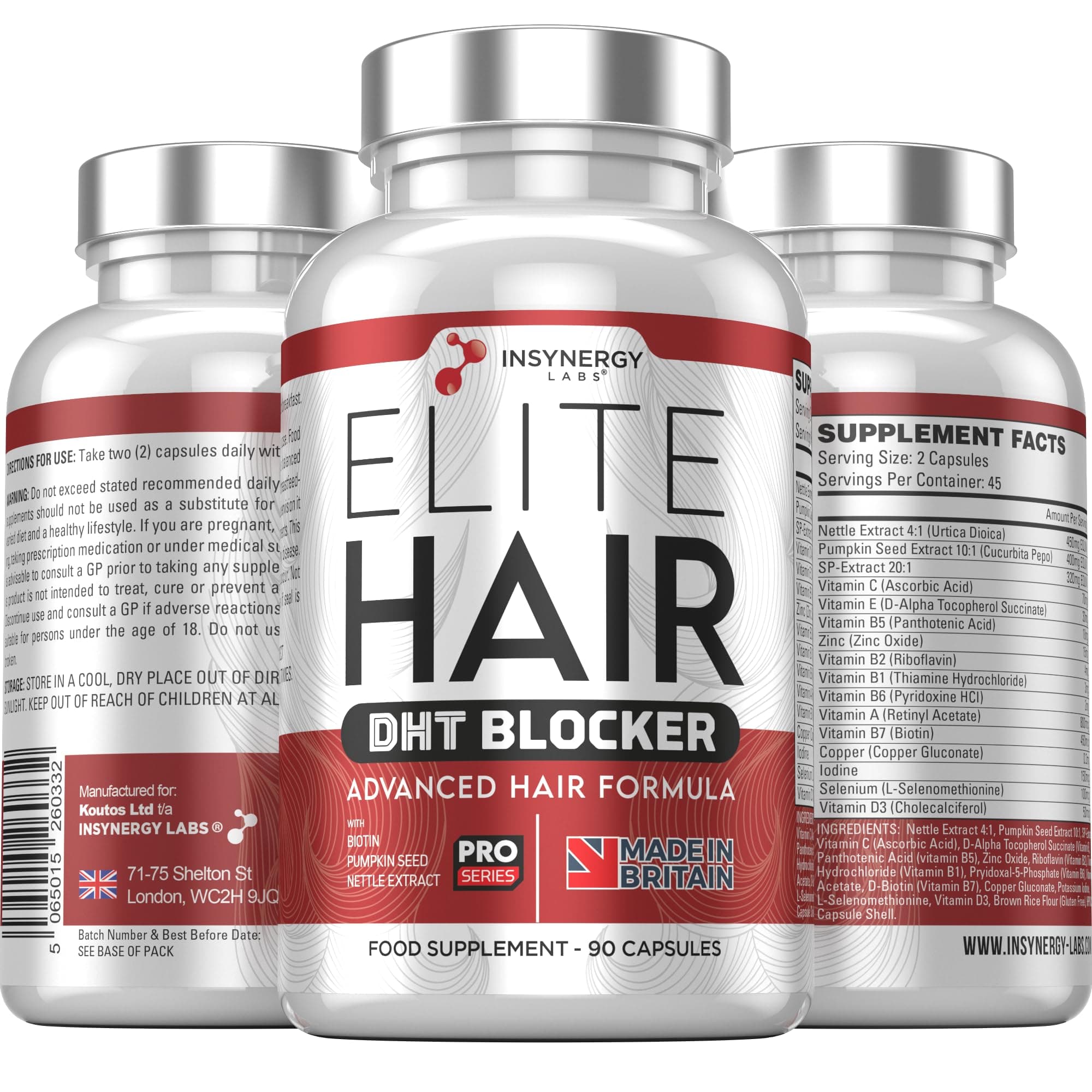 DHT Blocker Elite Hair, Hair Growth Supplement | #1 Advanced Hair Supplements for Women & Men | DHT Blocker Tablets Hair Growth Vitamins | 90 Capsules 16 Ingredients in 1