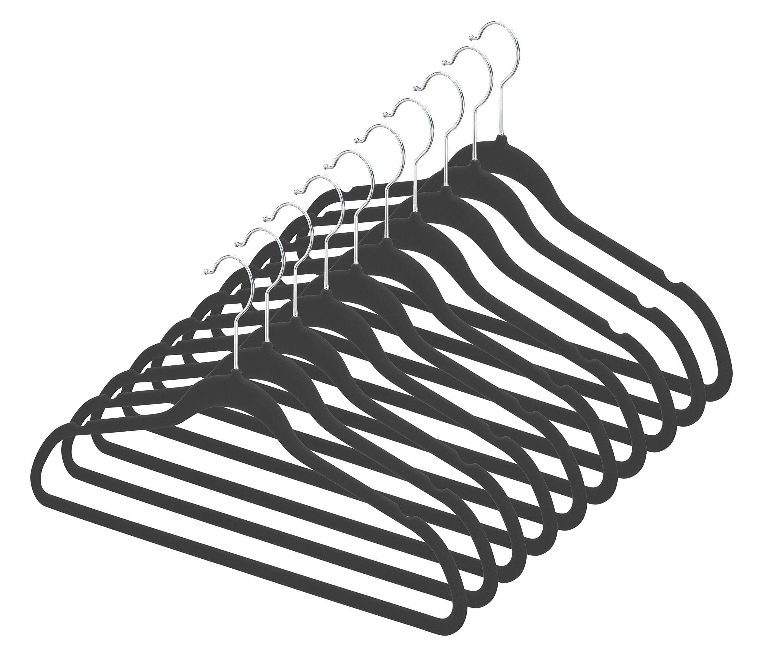 Whitmor Flocked Suit Hangers Set of 10 Black
