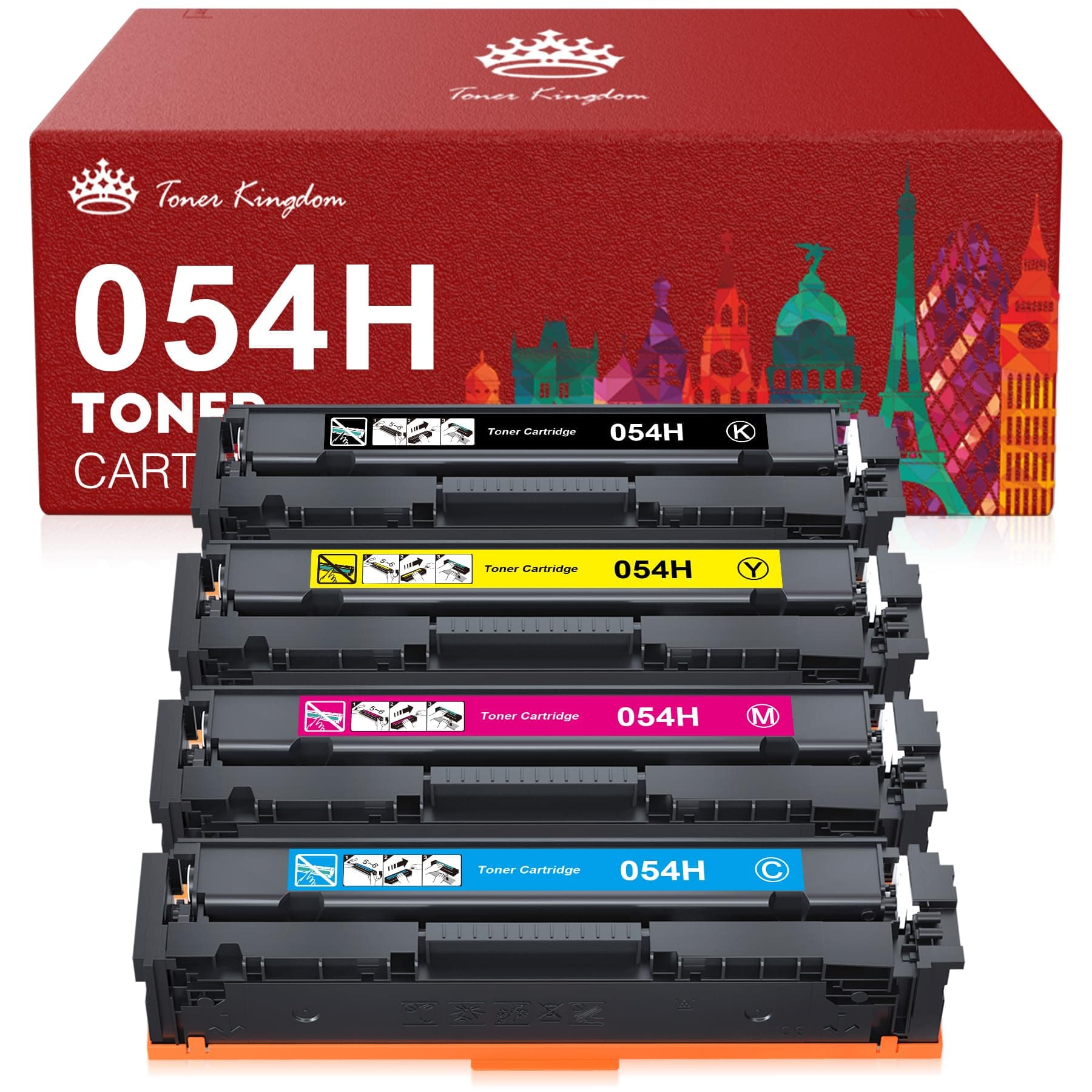 Compatible Toner Cartridge Replacement for Canon Cartridge 054 Set 054H for Canon MF641CW Color ImageClass MF644Cdw MF642Cdw LBP622Cdw - (Black, Cyan, Magenta, Yellow)