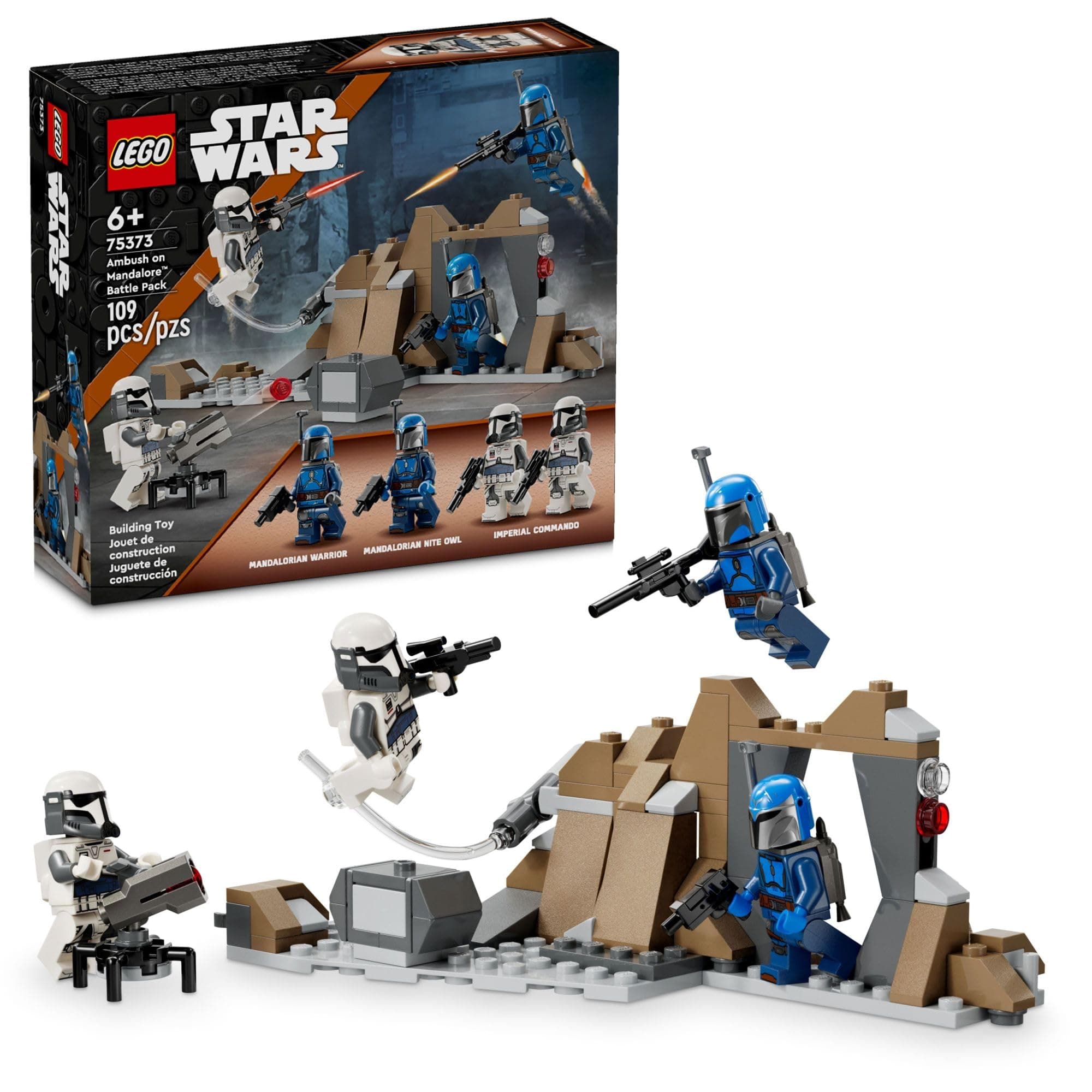 Star Wars: The Mandalorian Ambush on Mandalore Battle Pack, Building Toy with 4 Star Wars Minifigures, Collectible Brick Built Playset, Star Wars Gift Idea for Boys and Girls Ages 6 and Up, 75373