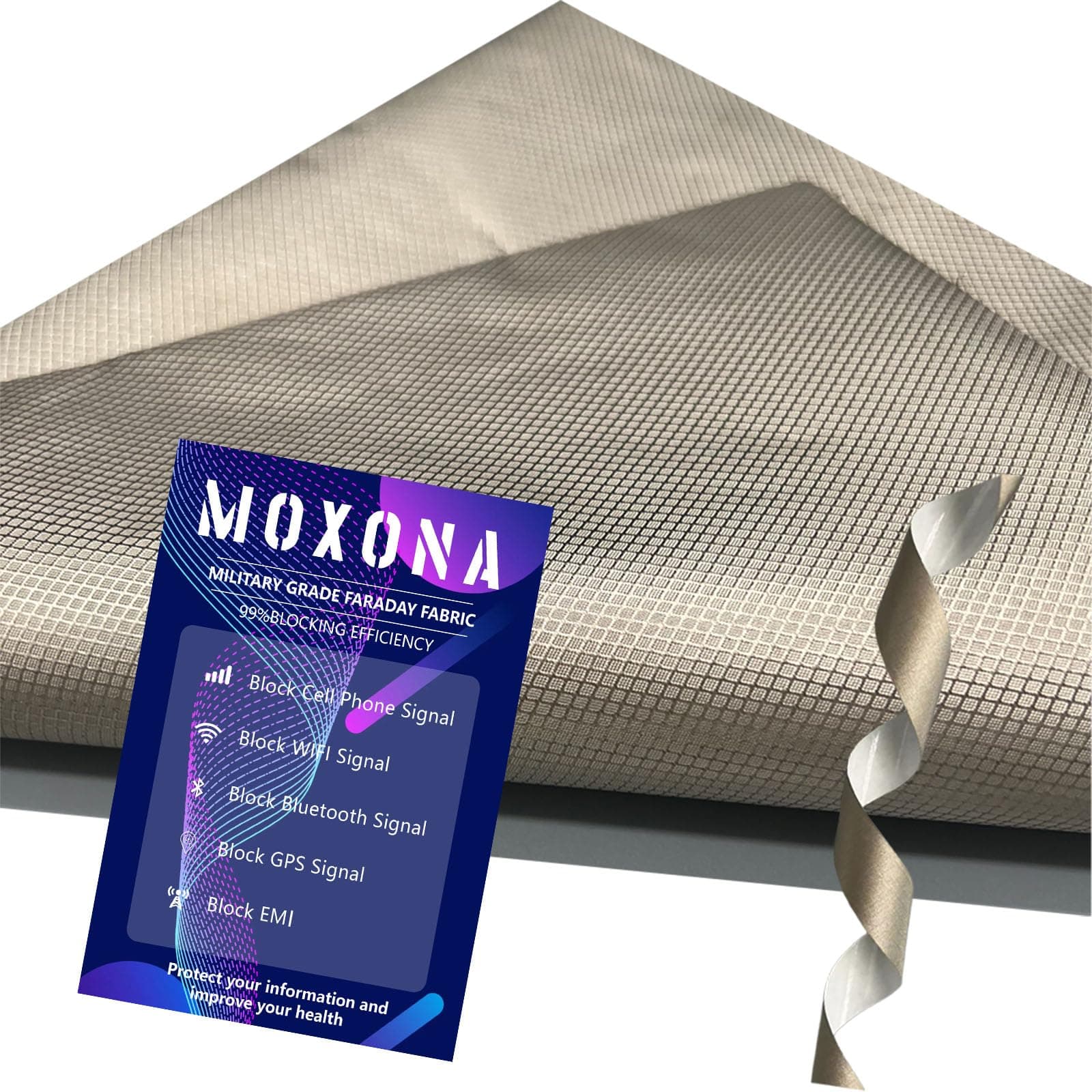 Faraday Fabric Kit (44" W × 36" L + 36" L Tape).Multi-Purpose Conductive Cloth.Premium Soft Material Easy to Cut for DIY Faraday Bags.RFID Fabric