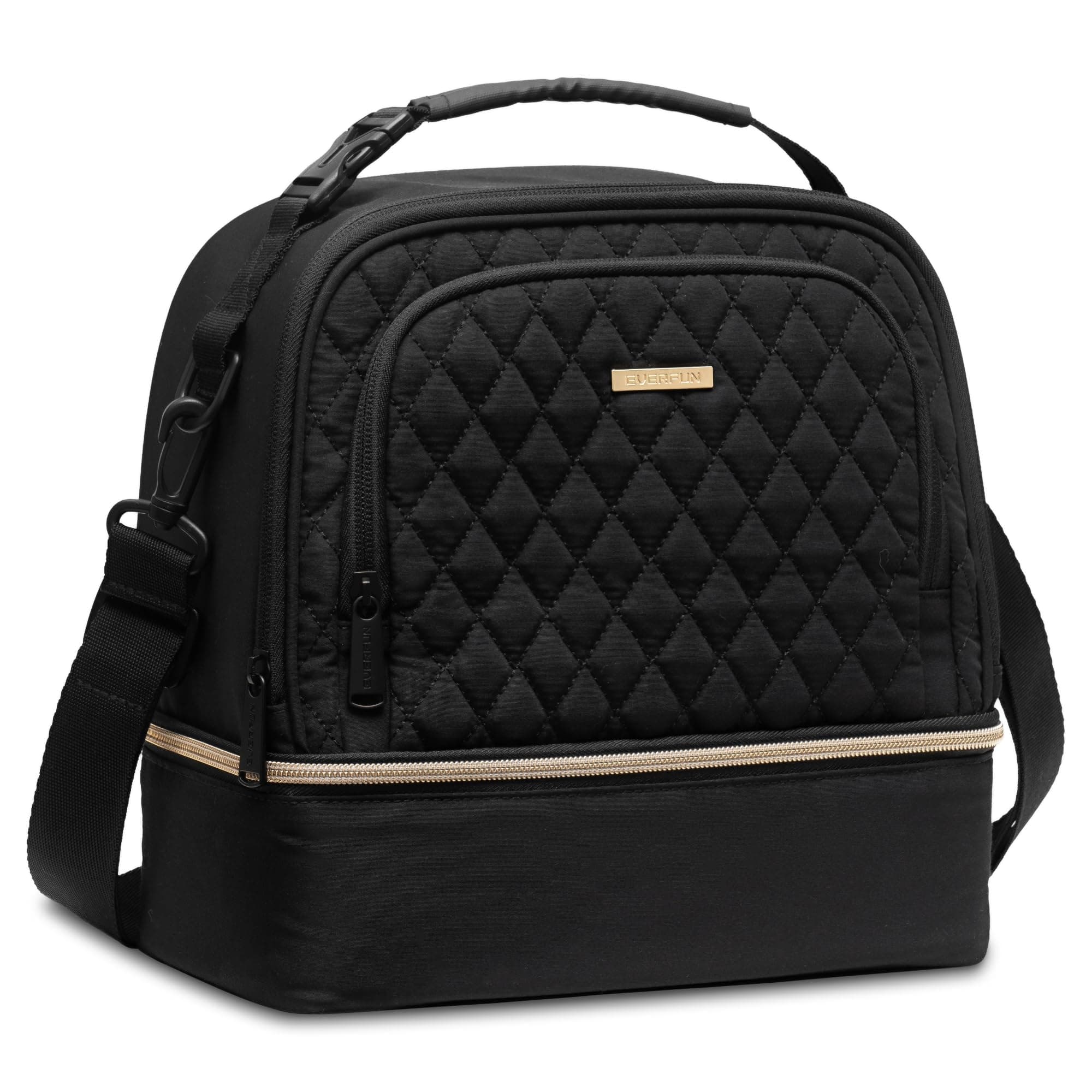 Everfun Insulated Lunch Bag Women Double Deck Lunch Box Leakproof Portable Reusable Tote Bag Lunch Cooler for Work