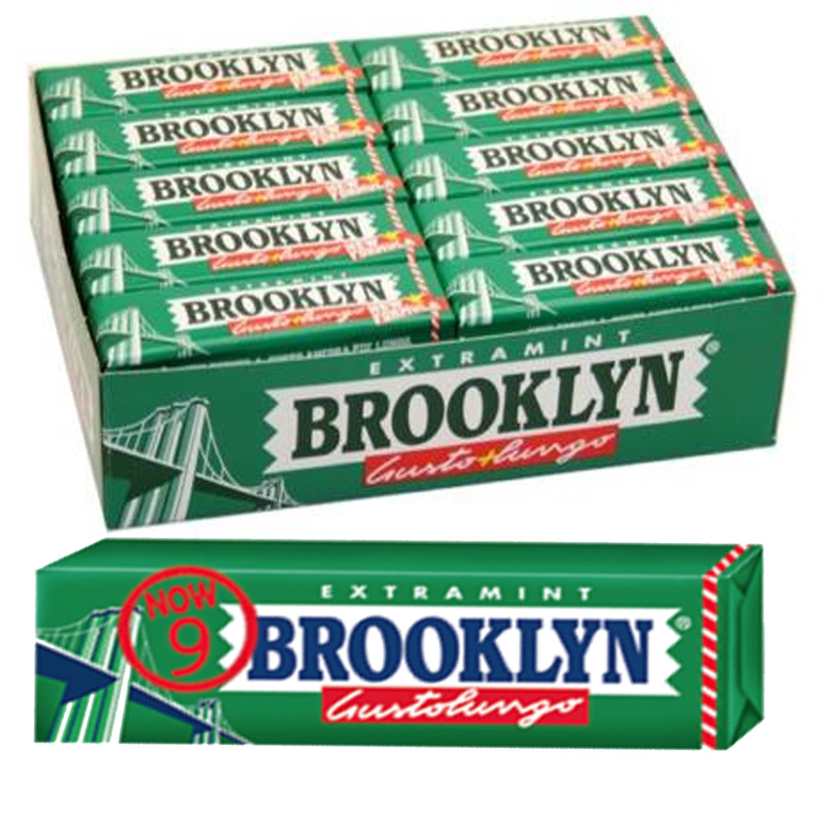 10 PACKAGES BROOKLYN EXTRAMINT MINT DARK GREEN CHEWING GUM