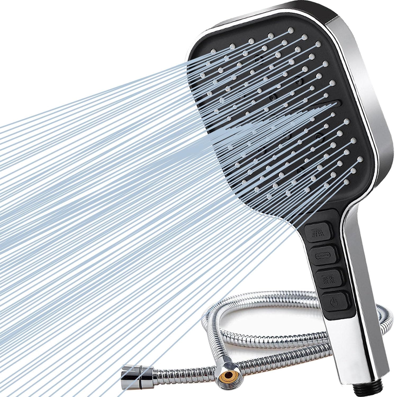 Shower Head and 2M Hose High-Pressure with 7+1 Modes Large Universal Hand-Held Square Shower Powerful Shower Head for Low Water Pressure