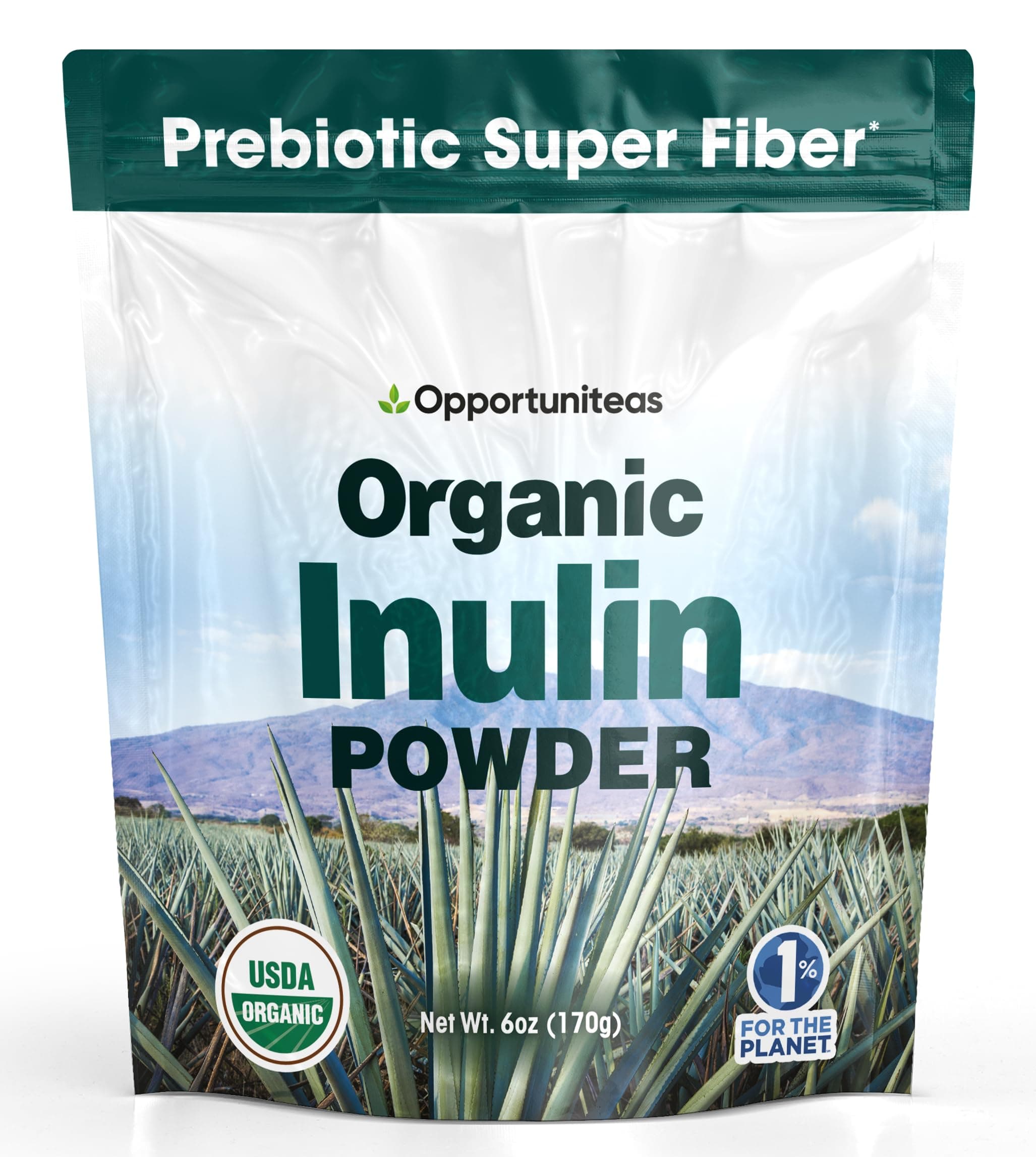 Opportuniteas Organic Agave Inulin Powder – Soluble Fiber Ingredient from Blue Agave, Unflavored