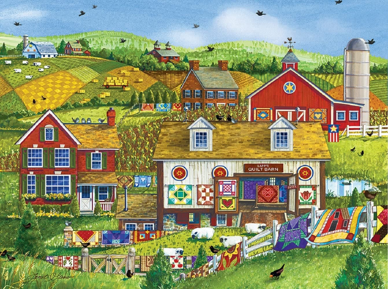 SUNSOUT INC - Lapp's Quilt Barn - 1000 pc Jigsaw Puzzle by Artist: Janet Stever - Finished Size 20" x 27" - MPN# 63432