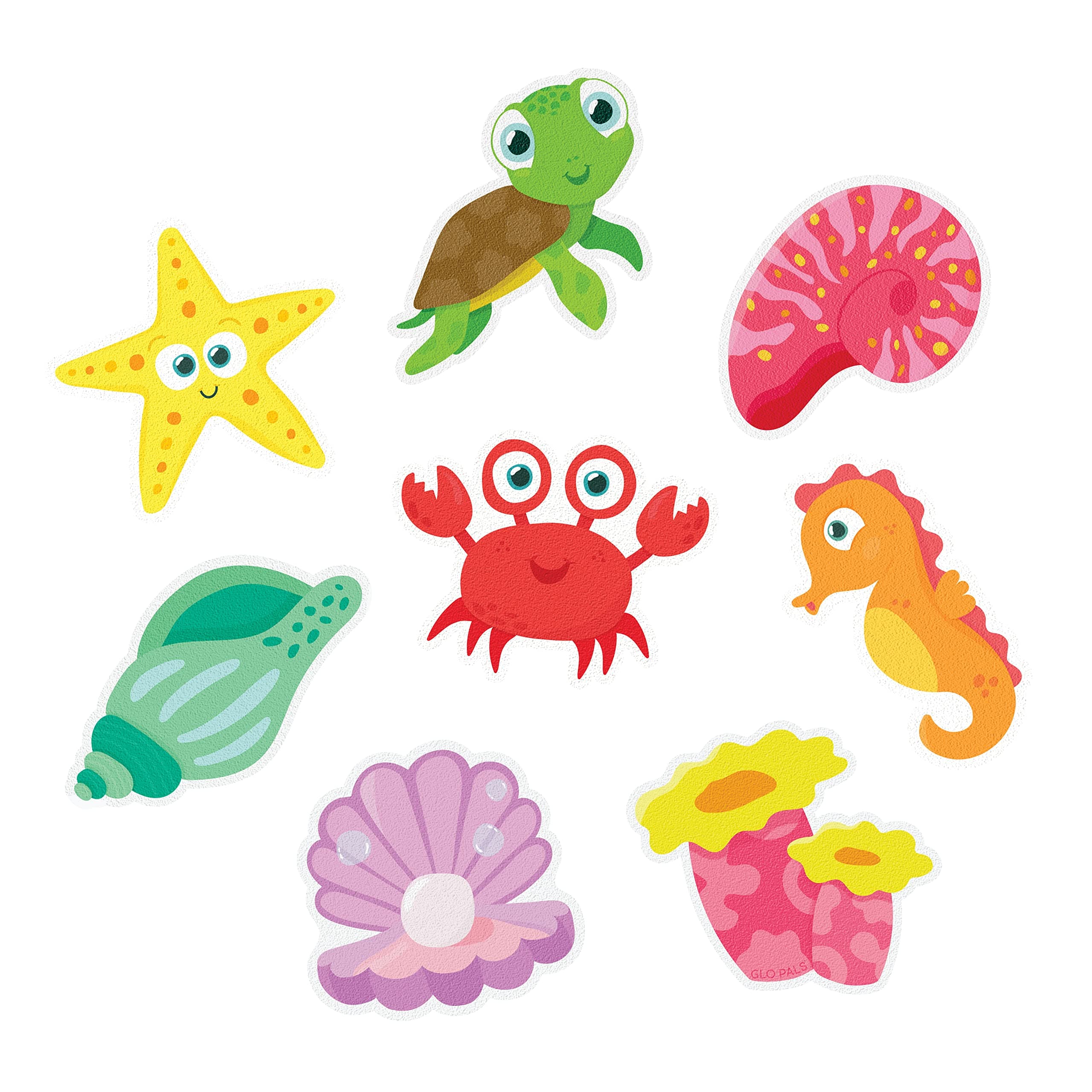 Glo PalsGuppy Grips Textured Non-Slip Bathtub Stickies, 8 Extra Large Fun Kids Anti Slip Bath Decals
