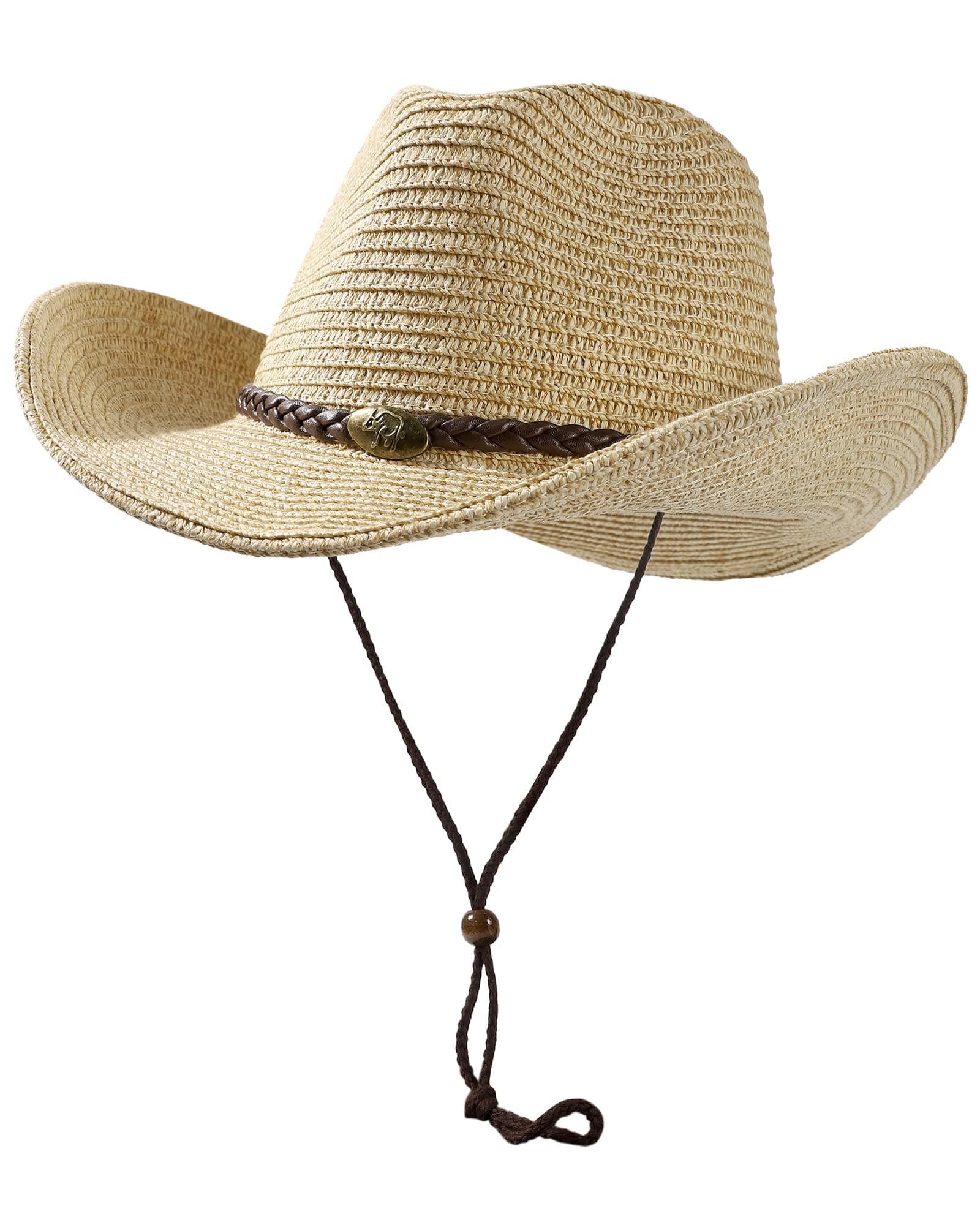 Women Straw Sun Hat Mens Cowboy Western Hat Garden UPF 50+ Shapeable Wide Brim Summer Hat