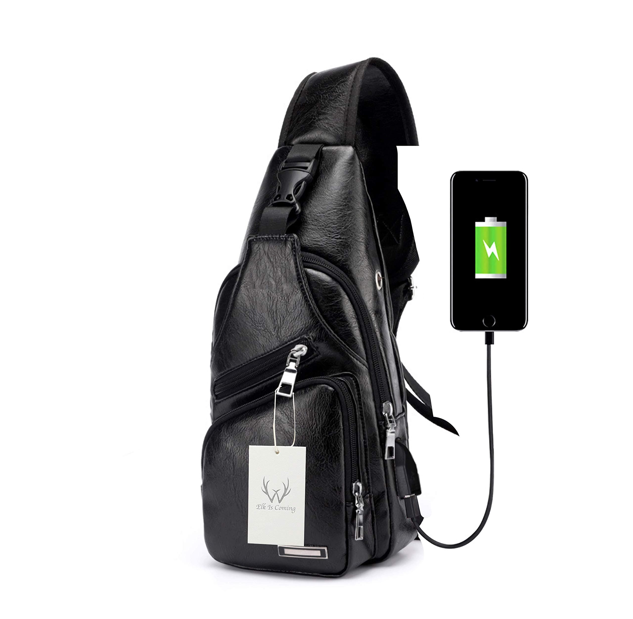 Sling Bag Chest Bag with USB Charging Port Crossbody for Men Women Lightweight Hiking Travel Backpack