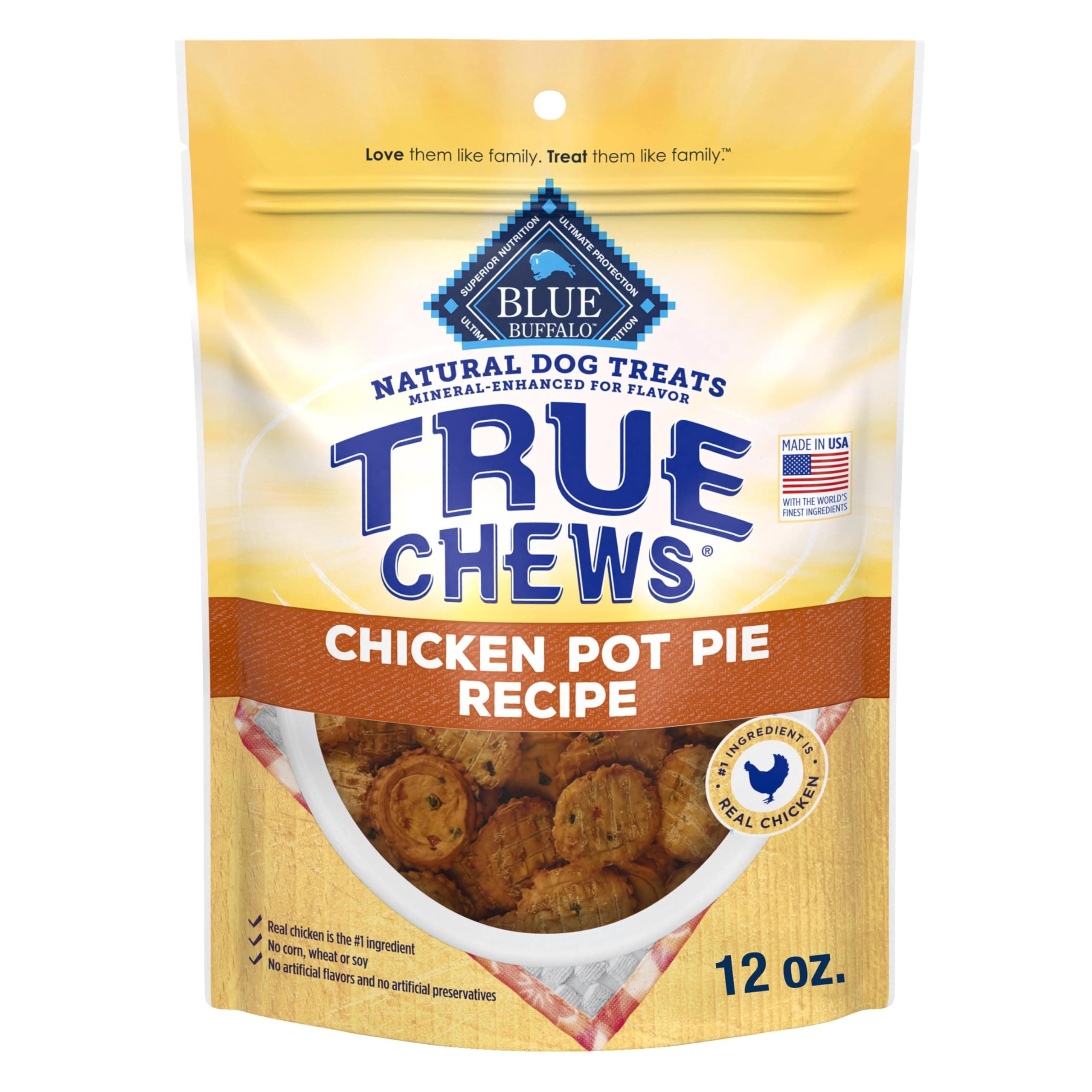 True Chews Dog Treats Made in the USA with Natural Ingredients Chicken Pot Pie