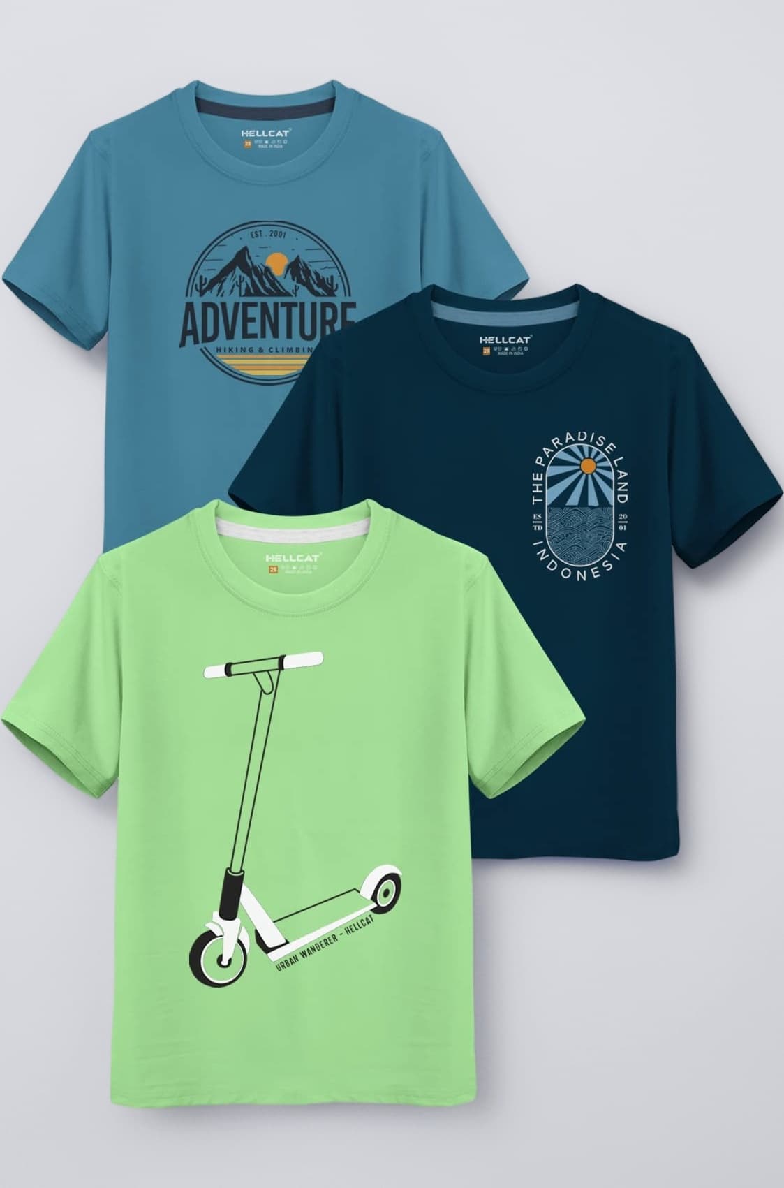 Pista Green Trendy Typographic Printed Cotton Blend Half Sleeve T-Shirt for Boys