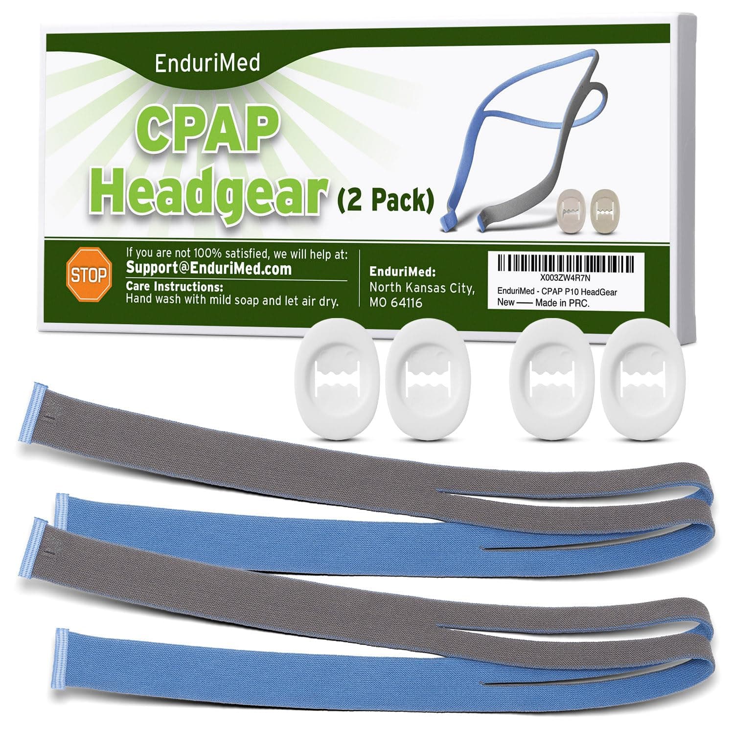 Adjustable CPAP Headgear Strap – Compatible with ResMed AirFit P10 Nasal Pillow Mask, Durable & Soft Nasal Pillow Mask Straps, 2-Pack with 4 Adjustment Clips