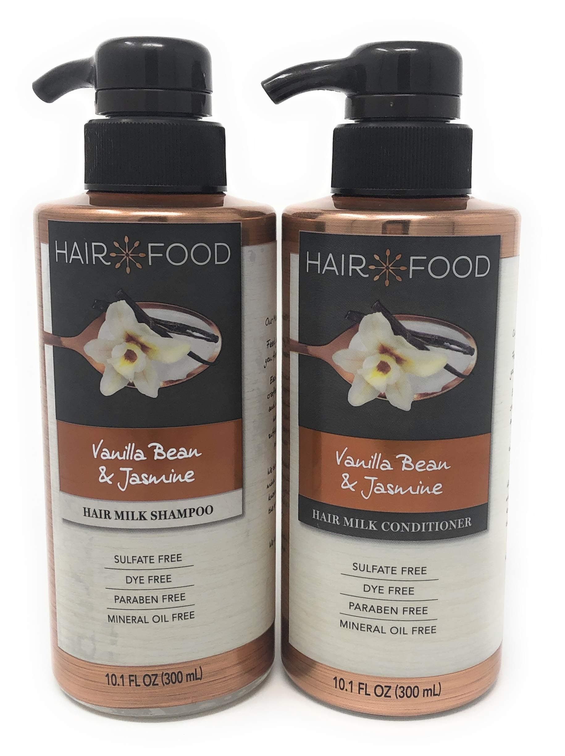 Hair FoodVanilla Bean & Jasmine Hair Milk Shampoo and Conditioner Set 10.1 oz (Sulfate Free, Dye Free, Paraben Free, Mineral Oil Free)
