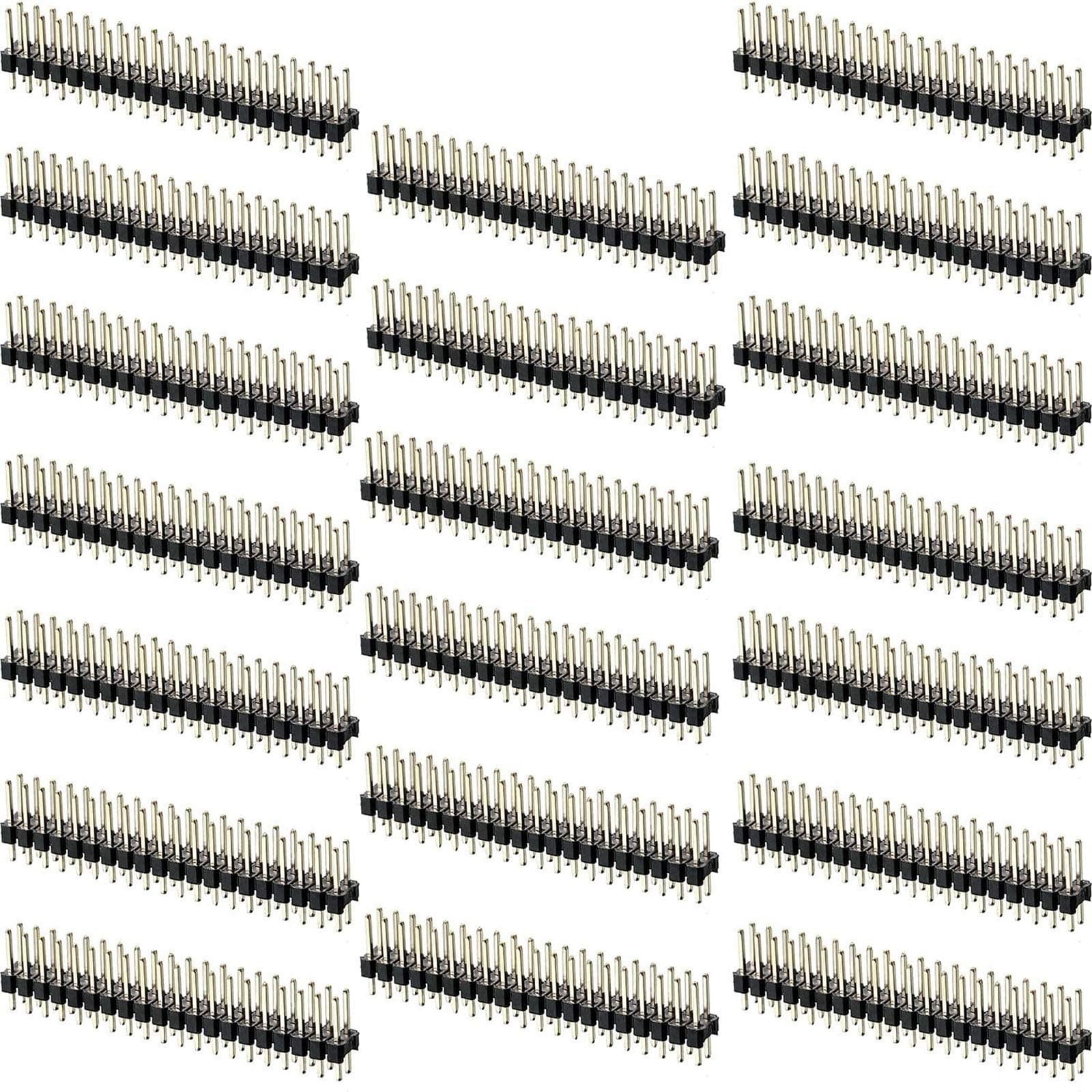 Frienda Break-Away 0.1 Inch 2 x 20-pin Strip Dual Male Header Double Row Straight Connector Pin Header Compatible with Raspberry Pi Zero GPIO (Pack of 20)