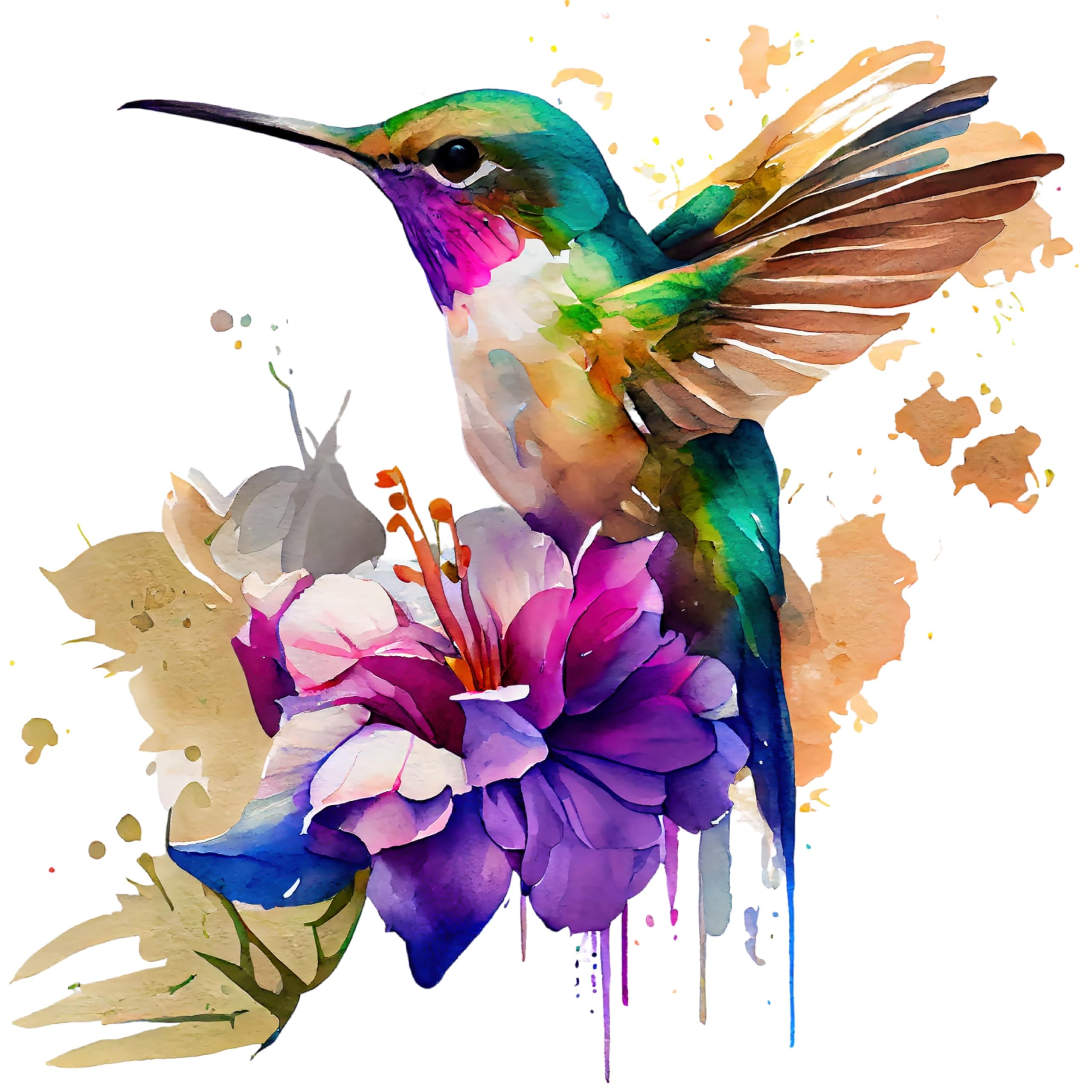 Fabric Panel 8"x8" Hummingbird 100% Cotton Quilting Sewing Block AM1505