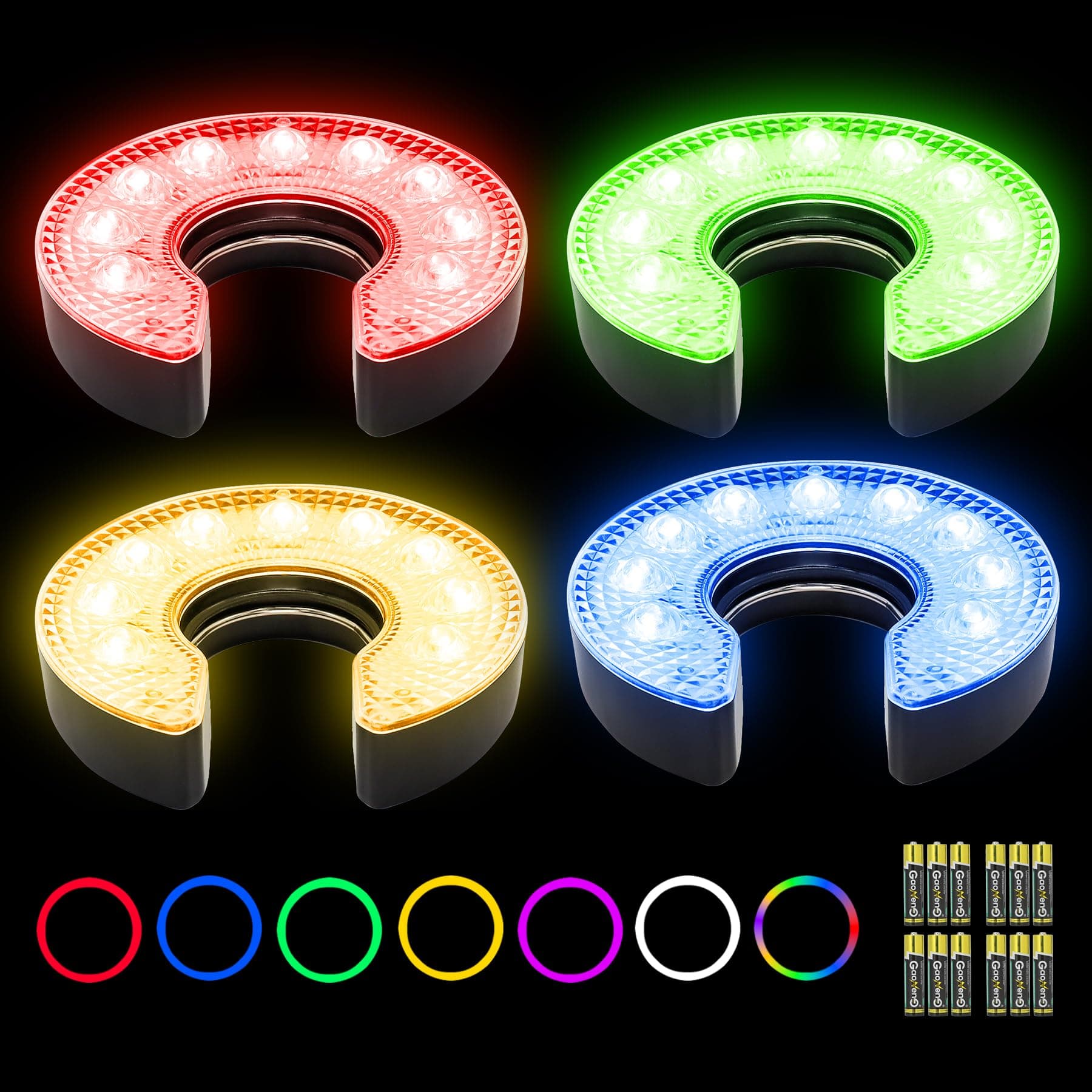KINGTOPLED Golf Hole Lights with Lens, Light Up Night Golf, Putt-Putt Flag Cup Glow Lamp, Glowing in The Dark Backyard Putting Green, EZ Install Great for Golfing Party Camping