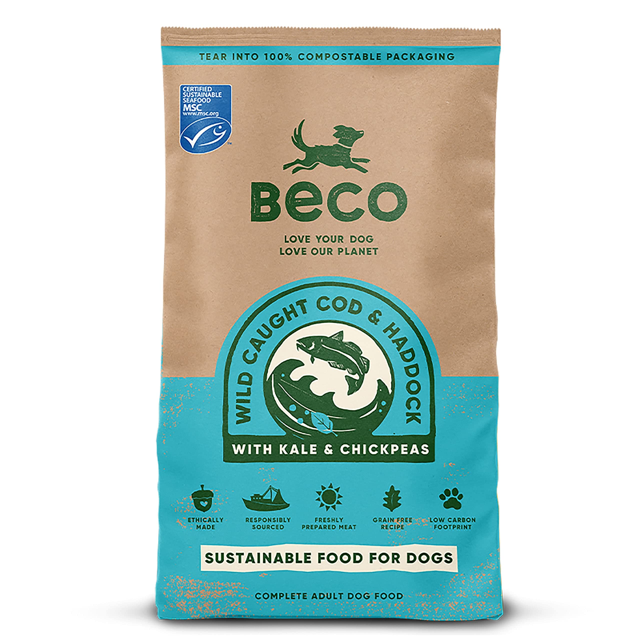 BecoCod & Haddock with Kale and Chickpeas - 6kg - Natural & Grain Free Complete Dry Dog Food