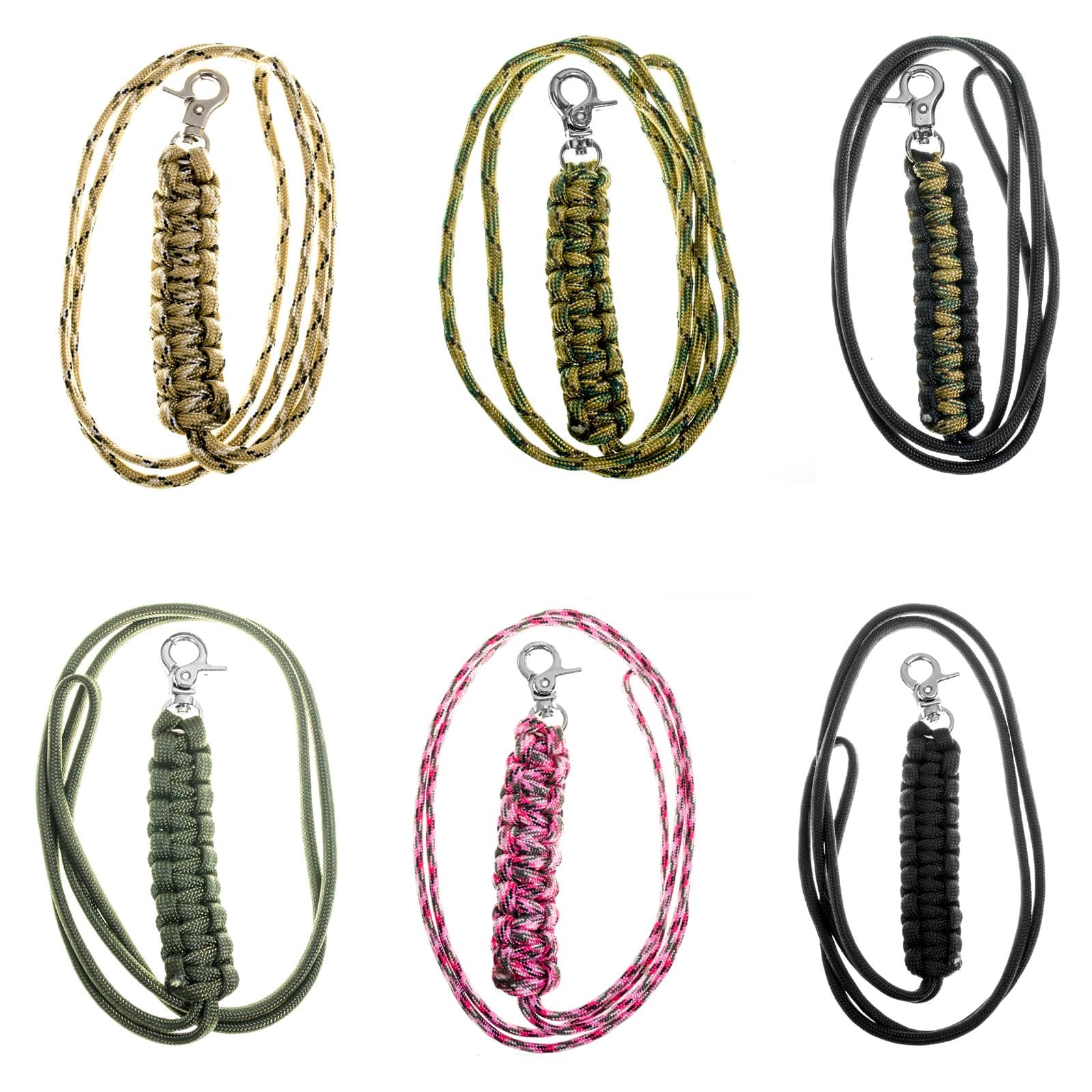 Six Pack Lanyard Set Desert Camo Multi Camo Woodland Camo Olive Drab Pink Camo Black