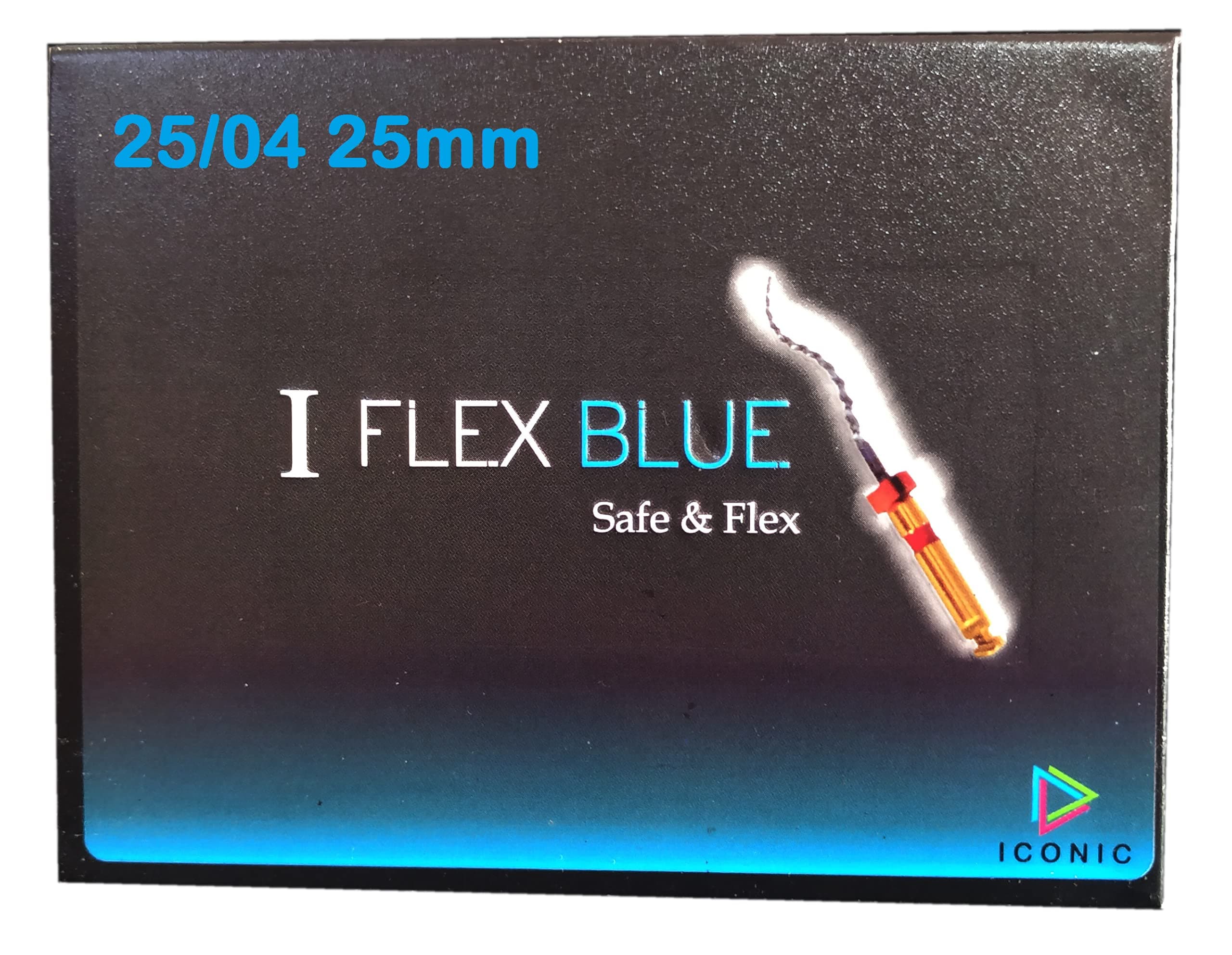 IE I FLEX BLUE ROTARY FILES (25/04 25mm, 6 files pack) Heat Treated Niti files, Endodontic Root Canal Files (SIZE : 25/04 25mm)