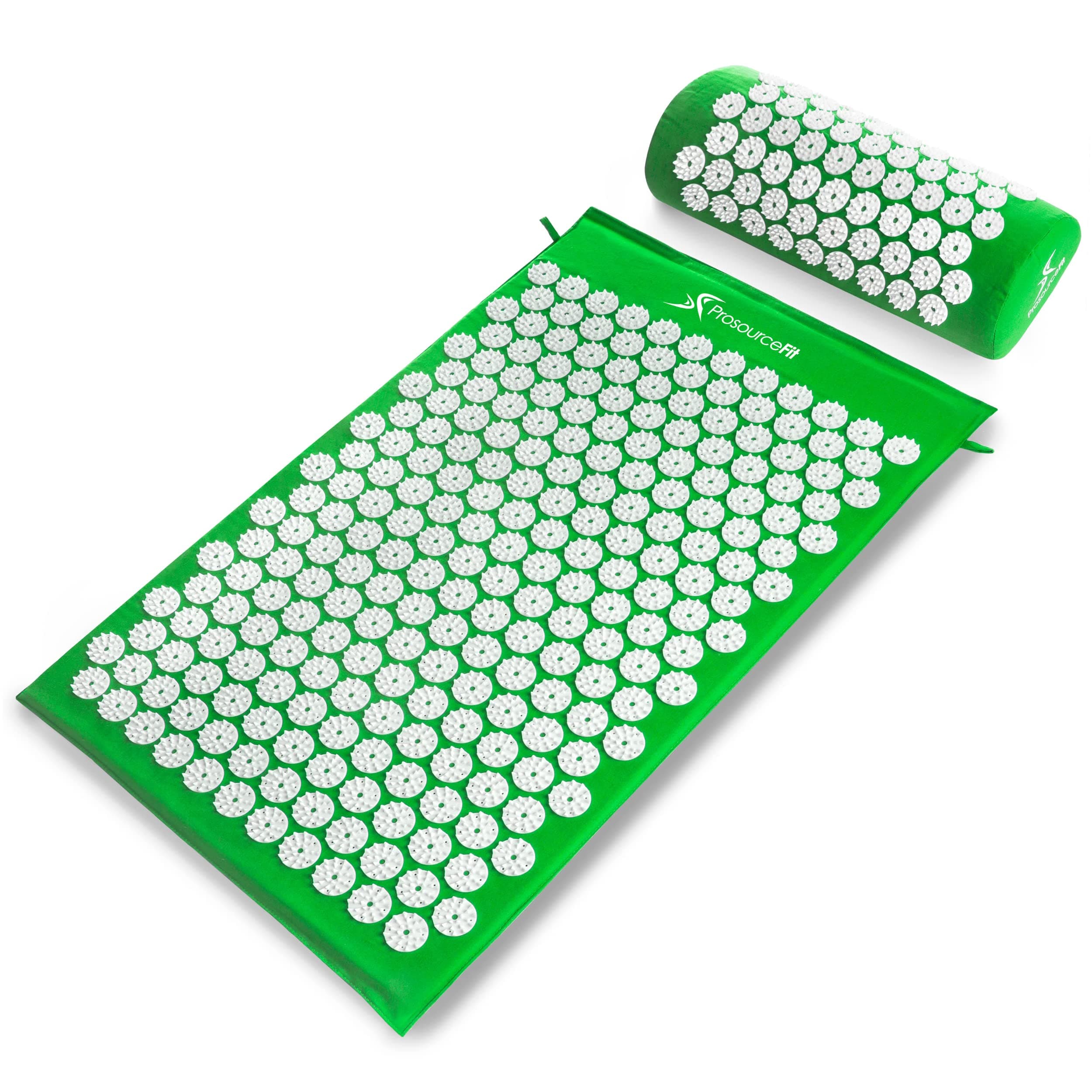 ProSource Acupressure Mat and Pillow Set for Back/Neck Pain Relief and Muscle Relaxation , Green