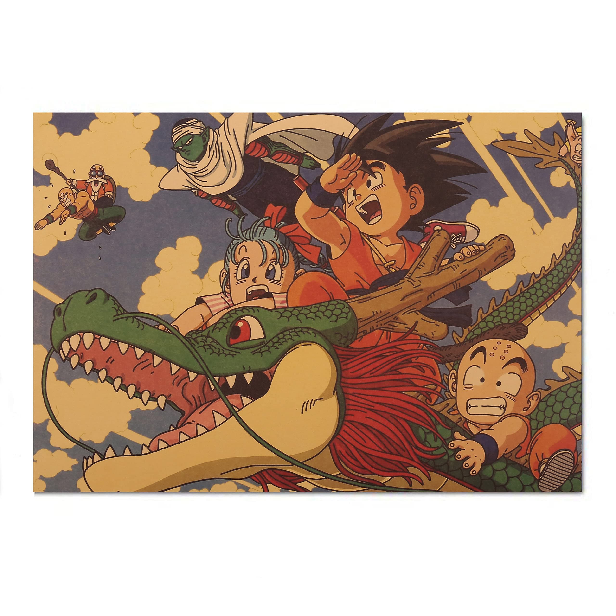 Vintage Young Goku Poster Retro 20 x14 Inch Unframed Dbz Goku Poster Kraft Paper Dragon Ball Z Light Up Poster Wall Scroll Goku Japanese Anime Poster Dragon Ball Posters Under 10 Dollars
