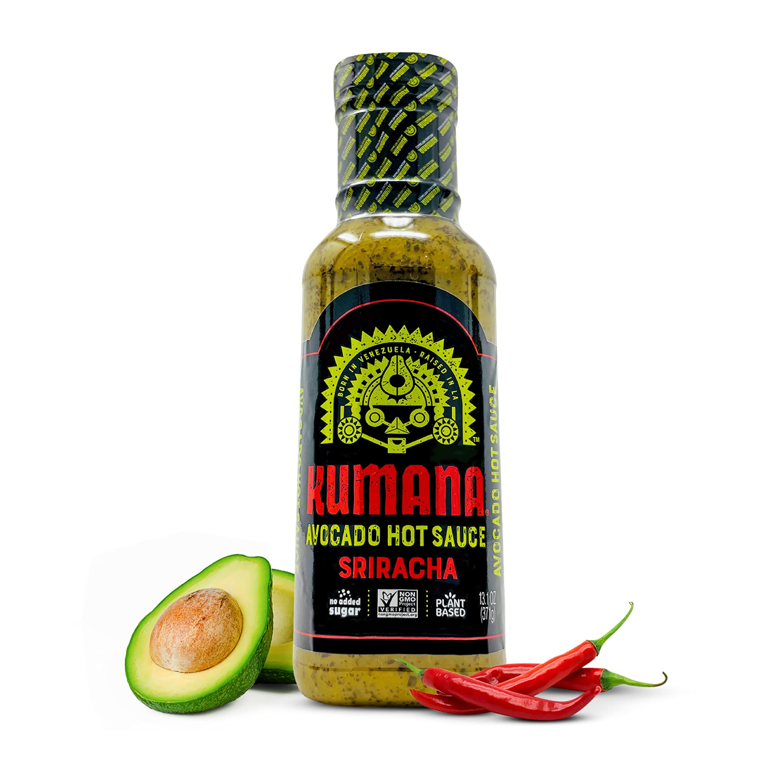 Kumana Avocado Sriracha - Rich, Creamy & Spicy Flavor with Ripe Avocados & Jalapeño Chili Peppers. Perfect Keto & Paleo-Friendly Hot Sauce with No Added Sugar, Gluten-Free & Low-Carb. 13.1 Ounce Bottle
