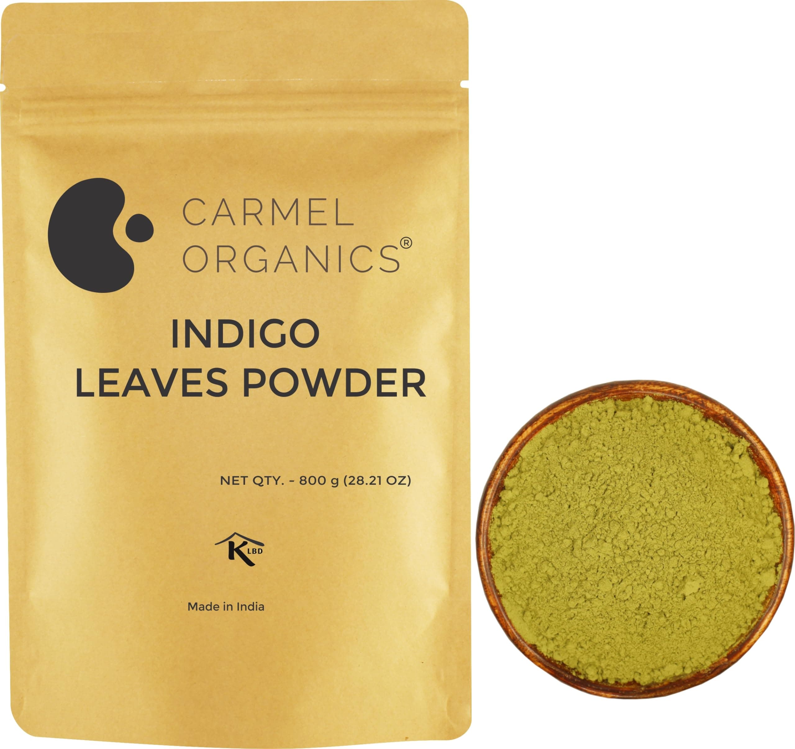 CARMEL ORGANICS Indigo Leaves Powder (800 Grams) for Hair Colour | Natural | No Added Colour or Preservatives | Avuri Akulu Powder | Indigofera tinctoria Powder