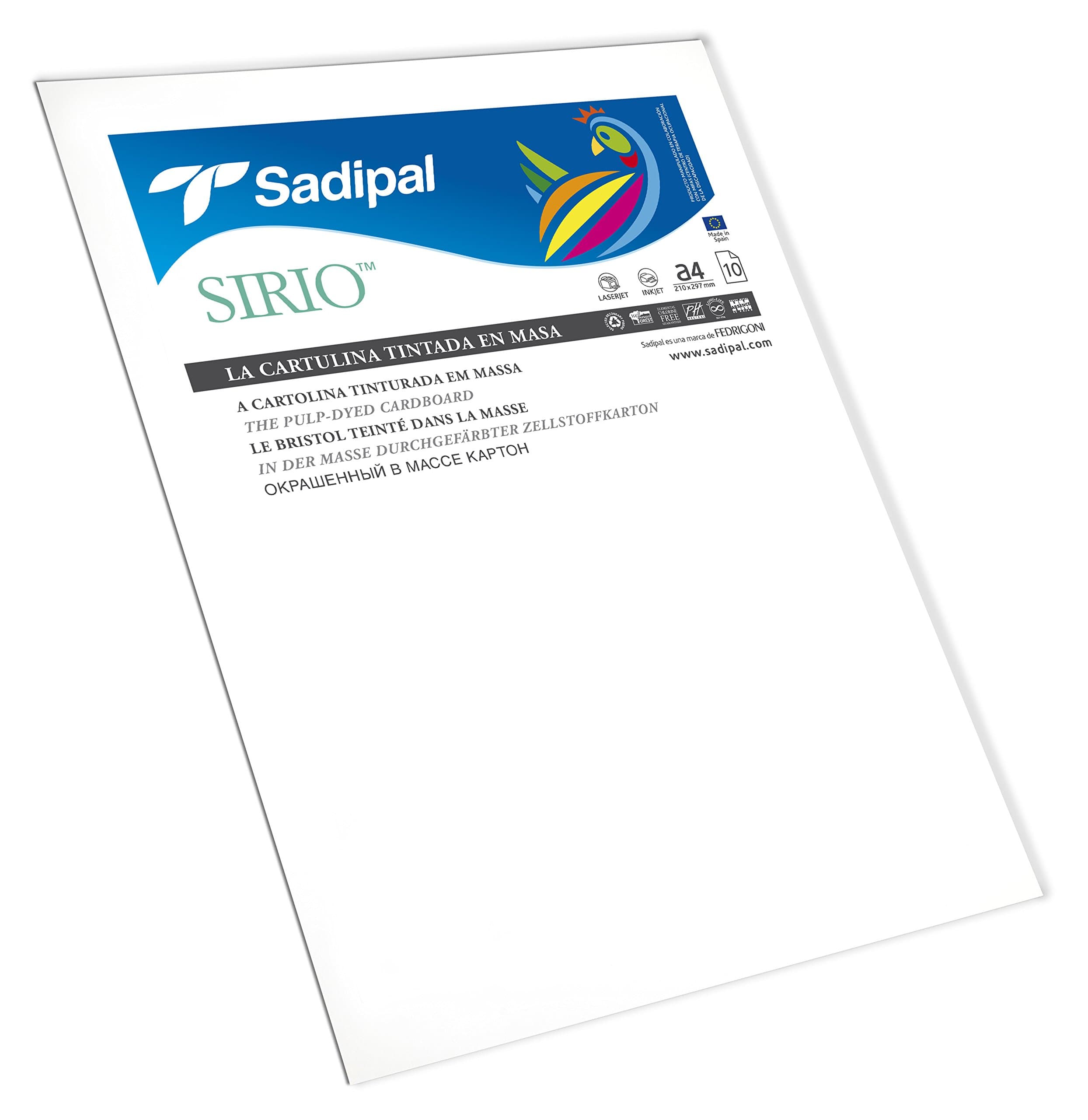 Sadipal 7318 - Pack of 10 Sheets of Cardboard, 170 g, A4, White