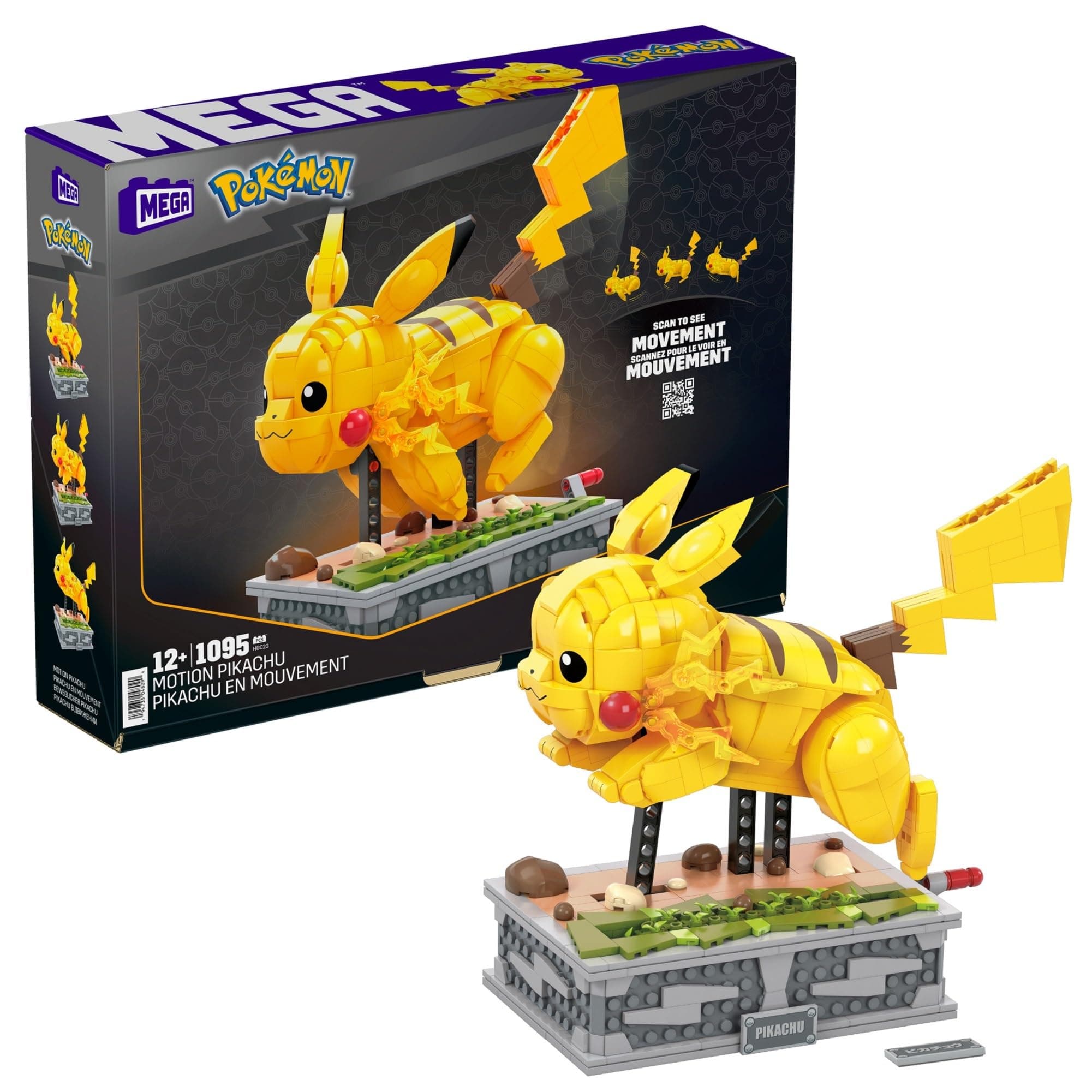 Mega Bloks Pokemon Pikachu Runs! Moving Pikachu Block Set, Number of Pieces: 1095 Pieces, Ages 12 and Up HGC23