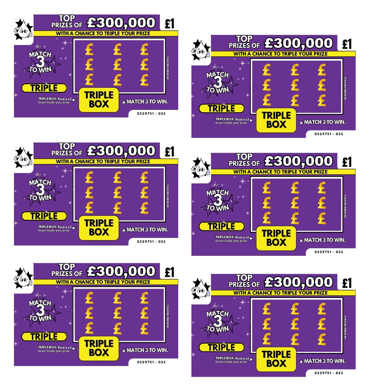 6 X Fake Joke Scratch Cards - Winning Lottery Ticket Practical Prank- Every card appears to win £150,000