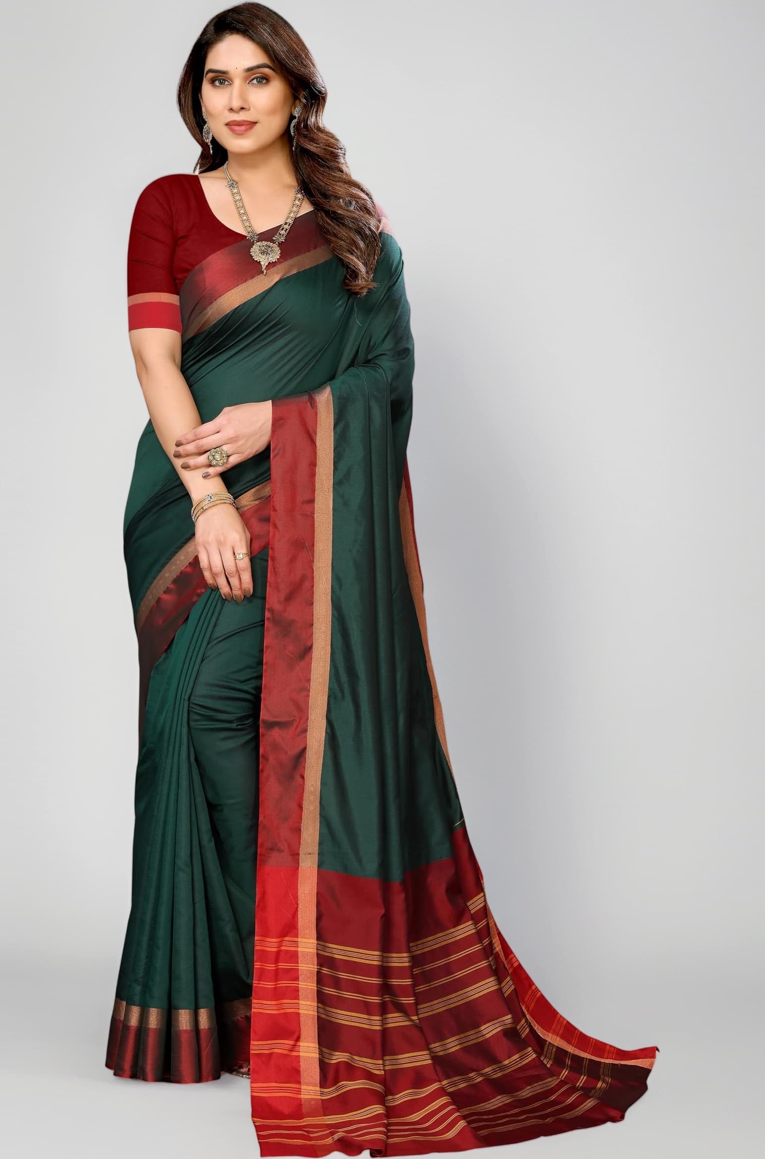 VJ Fashion Women Kerala Silk Blend Saree With Blouse Piece_freesize
