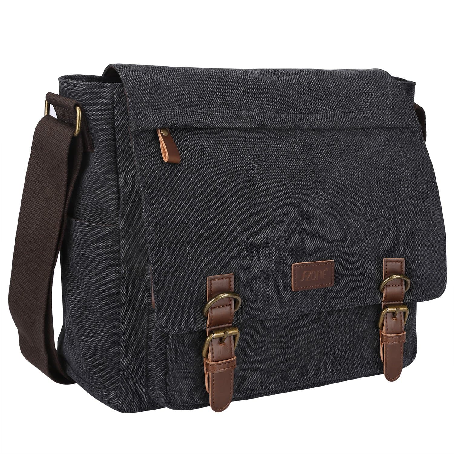 S-ZONE Large Vintage Canvas Messenger Bag Shoulder Bags 14inch Laptop Travel Crossbody Purse Briefcase