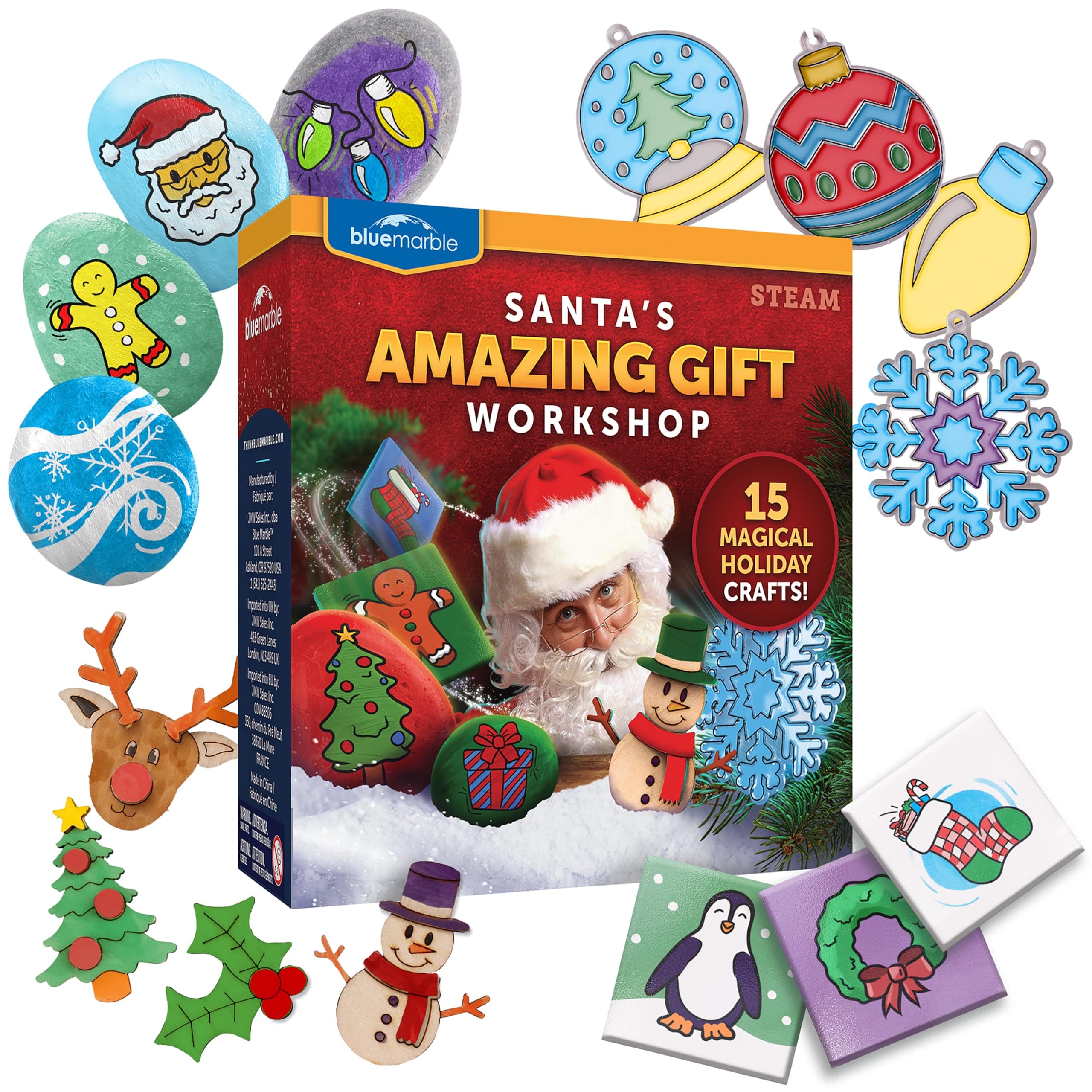 Santa's Christmas Craft Kit for Kids - 15 Magical Christmas Crafts for Kids, Make Suncatchers, Paint Holiday Rocks, Make Magnetic Tile Art & More for Christmas Gifts, Craft Kits