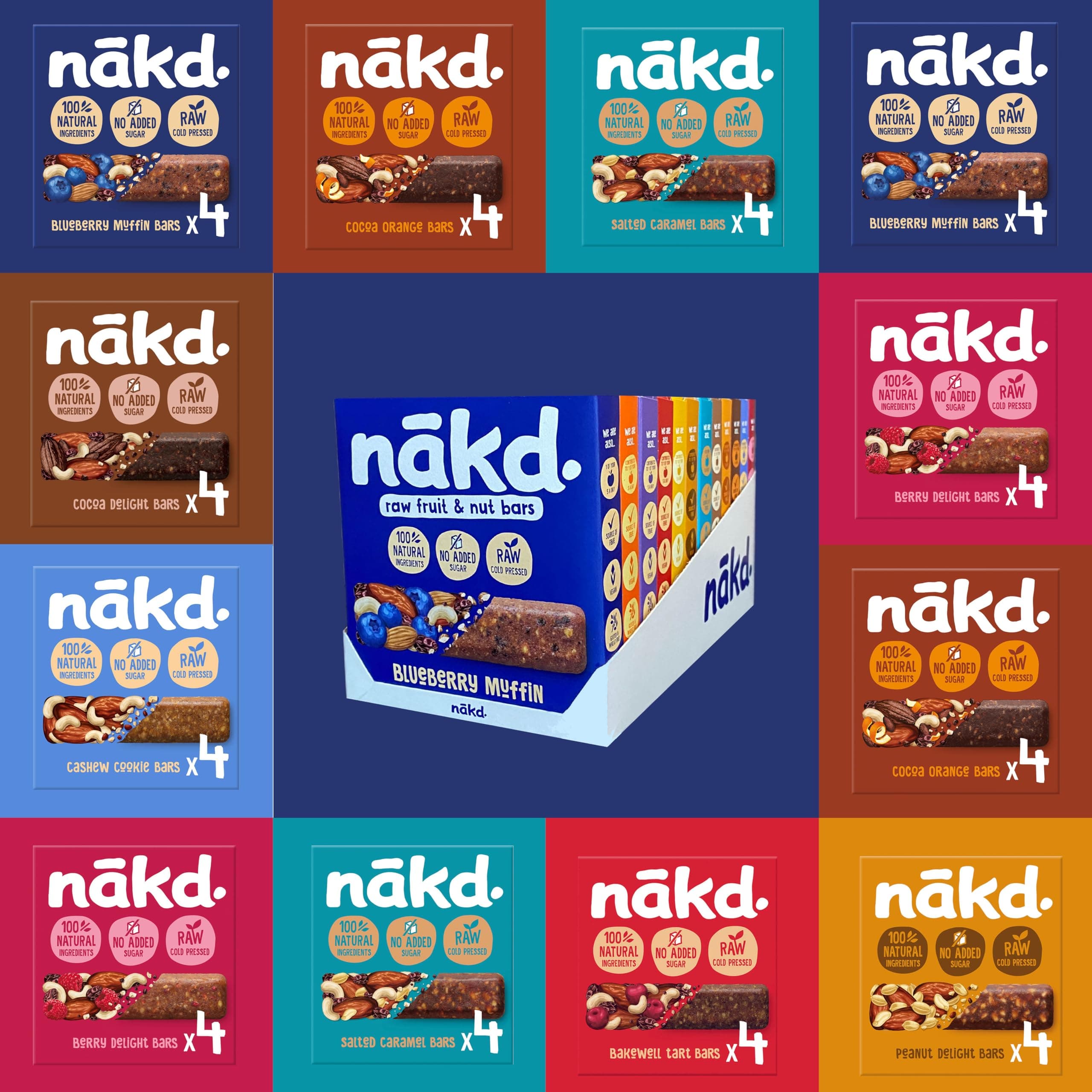 – Nakd Bars Multipack 48 - Nakd Fruit And Nut Bars 48 x 35g. Breakfast, Snack Bars. Vegan, Dairy Free, Wheat Free, Gluten Free.
