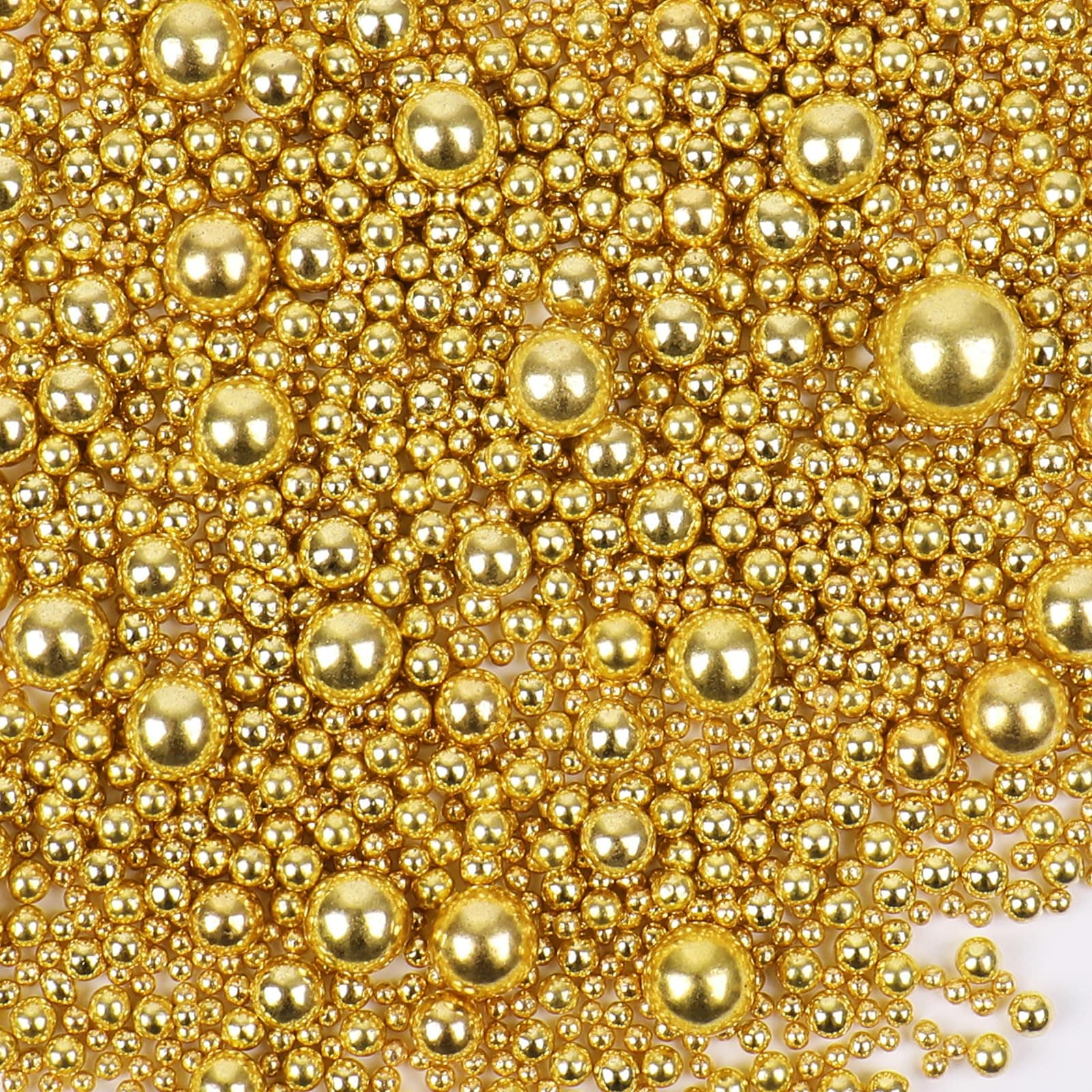 Gold Sprinkles, Edible Gold Pearl Sprinkles for Cake Decorating, 130g/4.6oz Candy Baking Decorations, Ice Cream Toppings and Cookie Decorating, Wedding Party Supplies