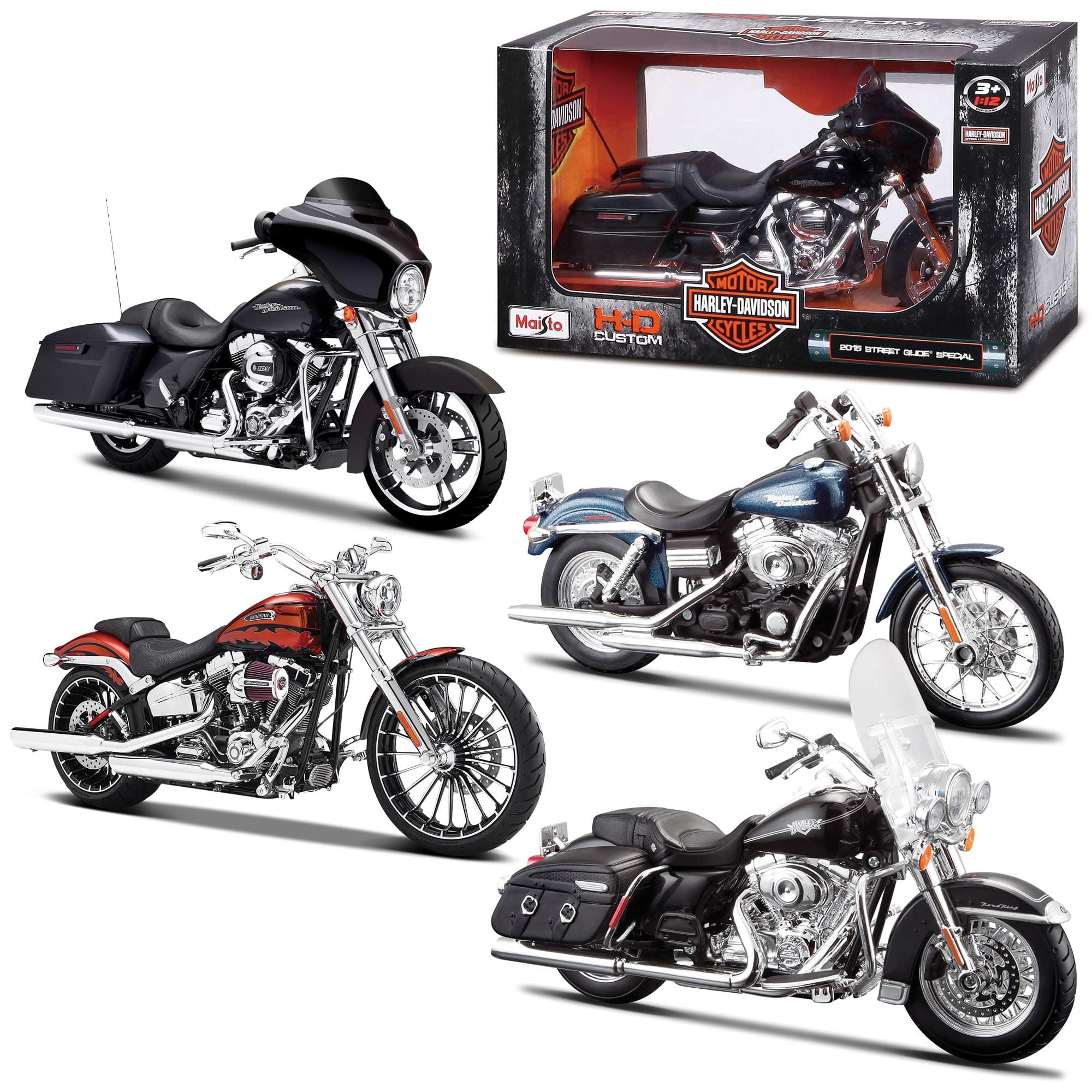 Maisto 1:12 H-D Motorcycles Asst, M32320 (Assorted color)