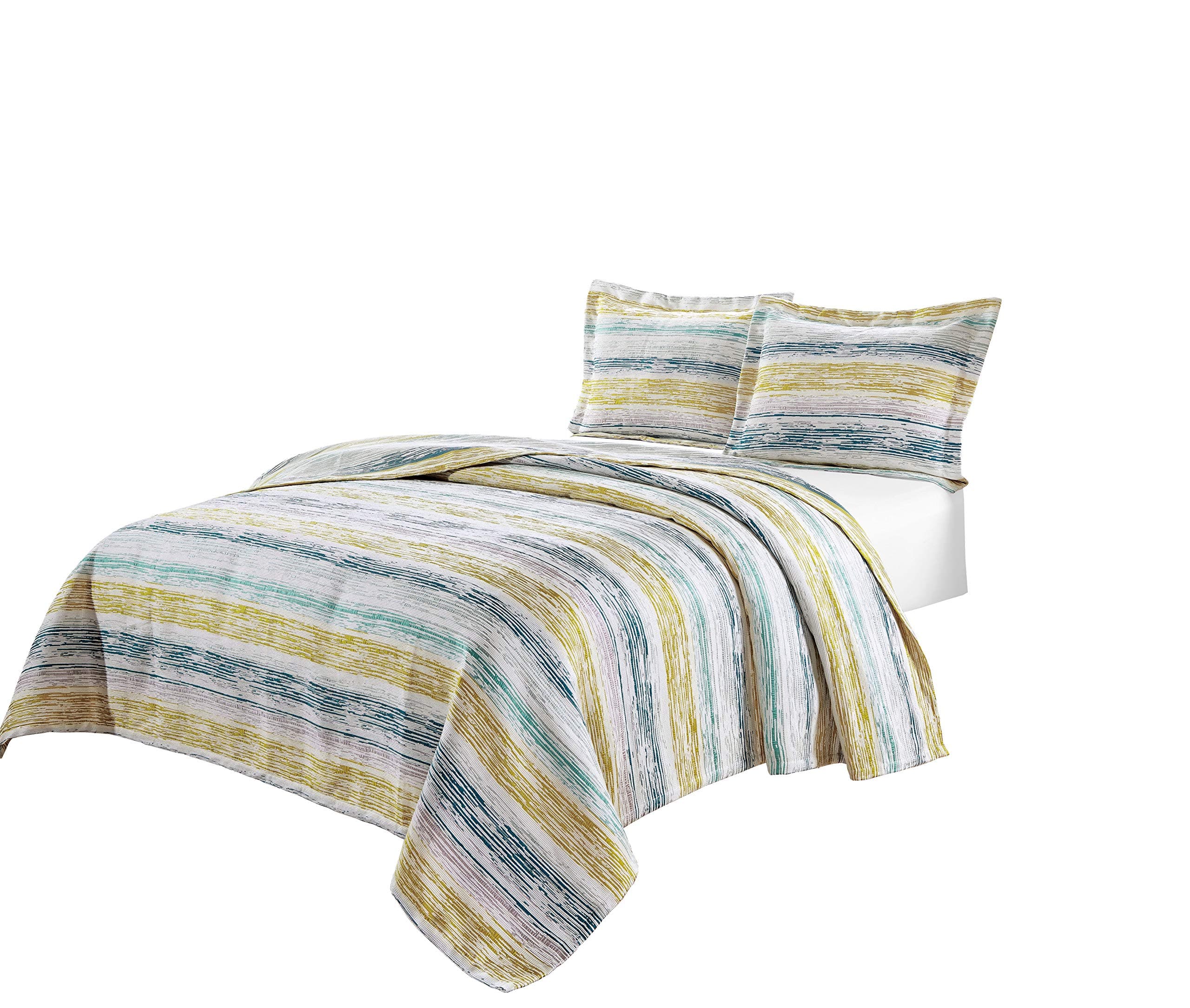 Nile 3-Piece Chenille Textured Jacquard Bedspread Coverlet Set King Size