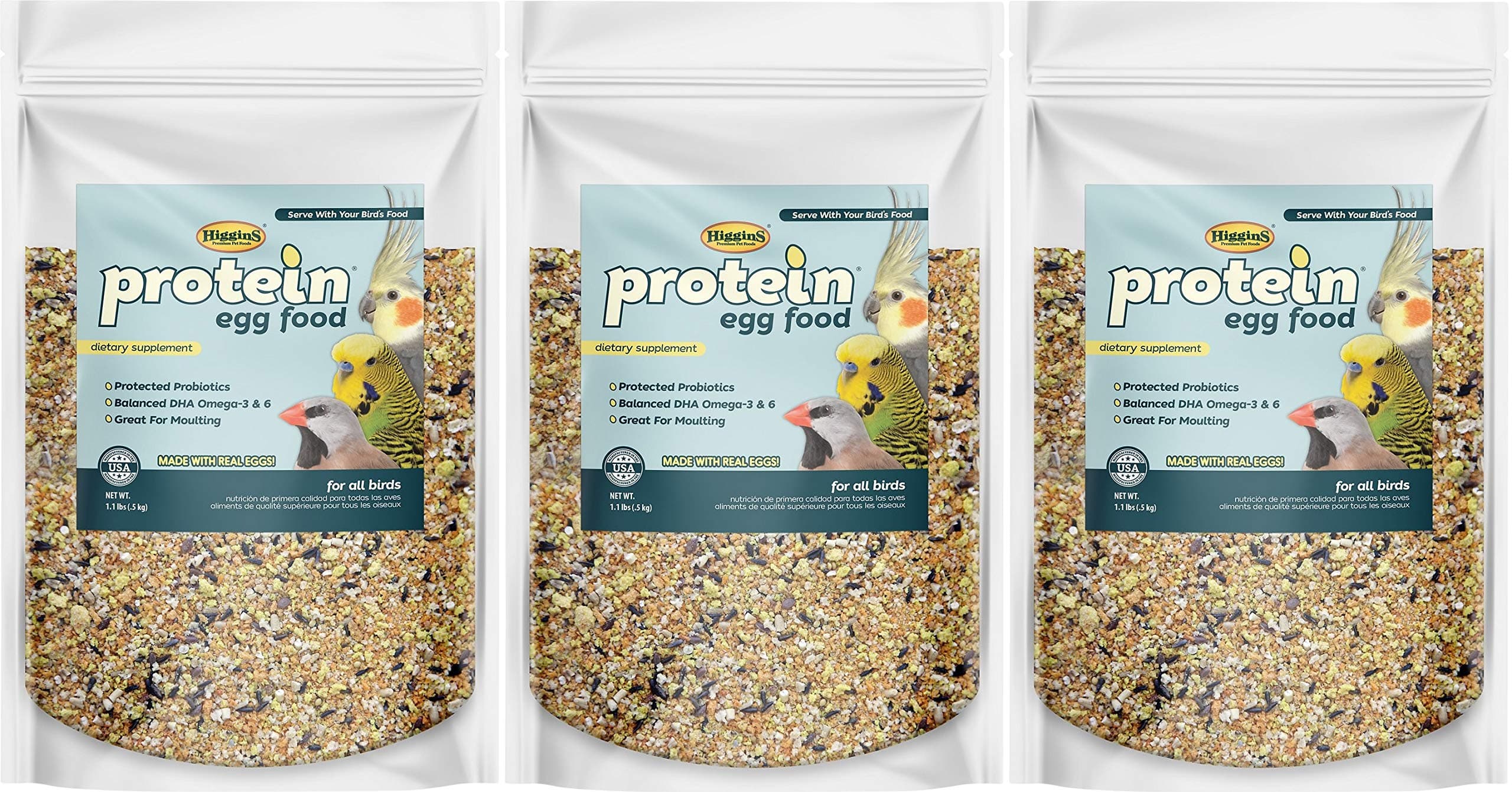 Higgins 3 Pack of Protein Egg Food, 1.1 Pounds Each, for All Birds