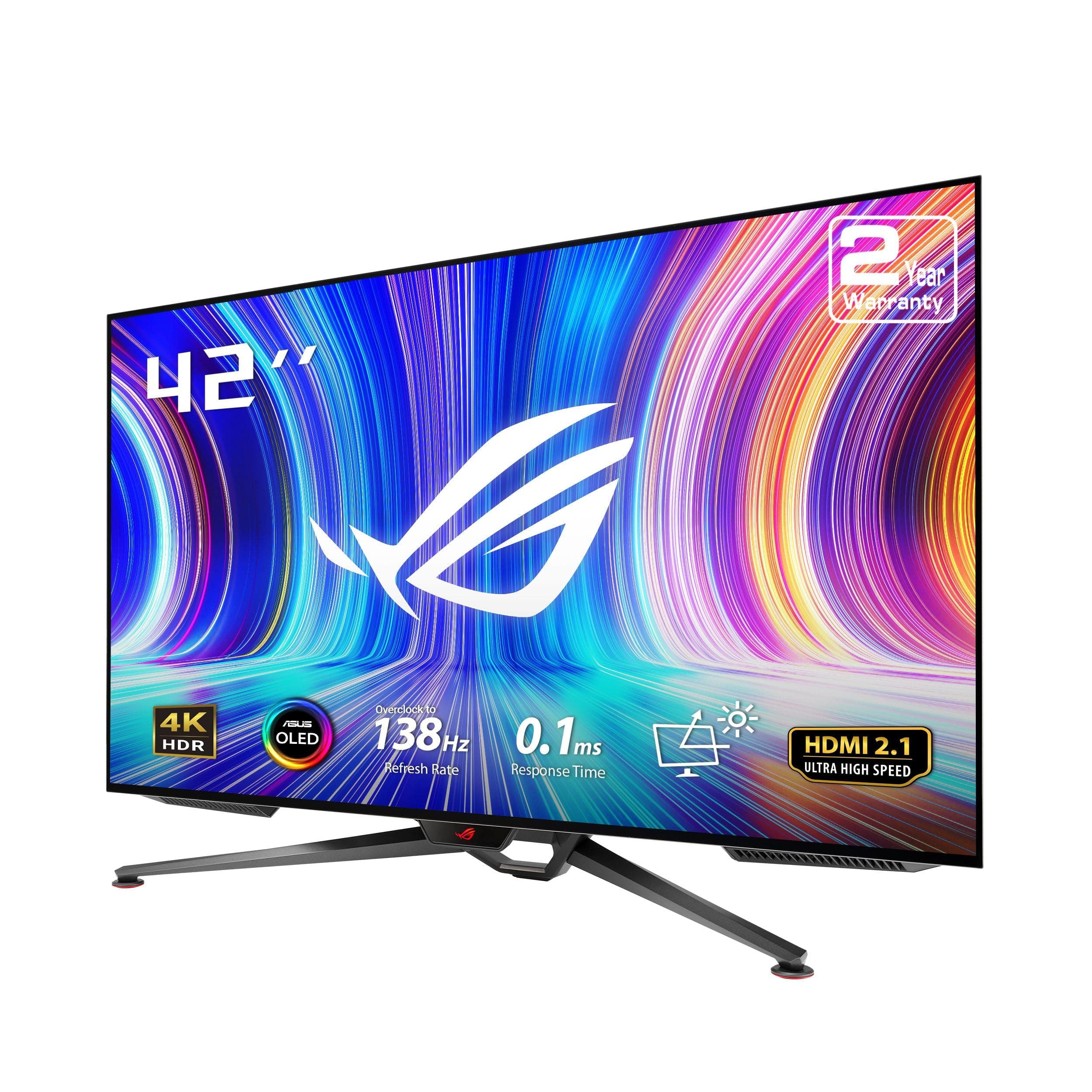 ASUS ROG Swift 41.5” 4K OLED Gaming Monitor (PG42UQ) - UHD (3840 x 2160), 138Hz, 0.1ms, HDMI2.1, True 10 bit, DCI-P3 98%, G-SYNC Compatible, DisplayPort, USB, Console Ready, Remote Control, Anti-Glare