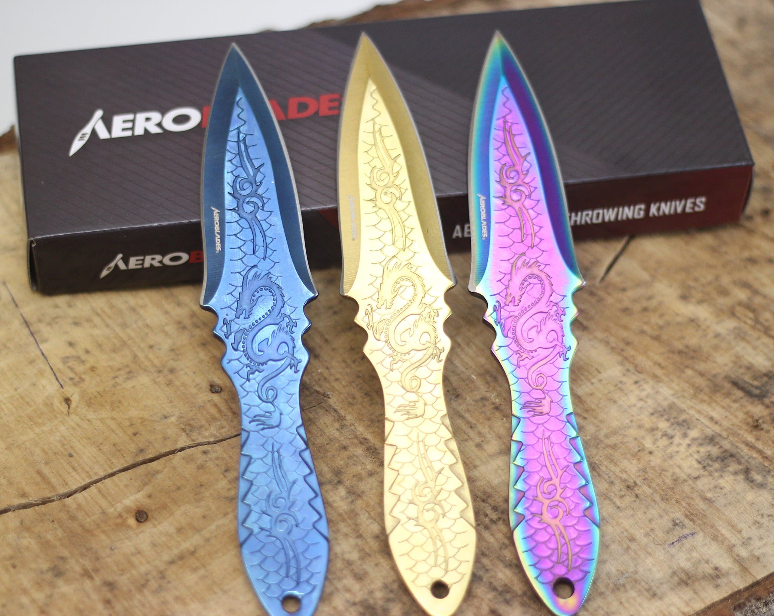3 Pcs Set Dragon Etched Throwing Knife (AB6MS)