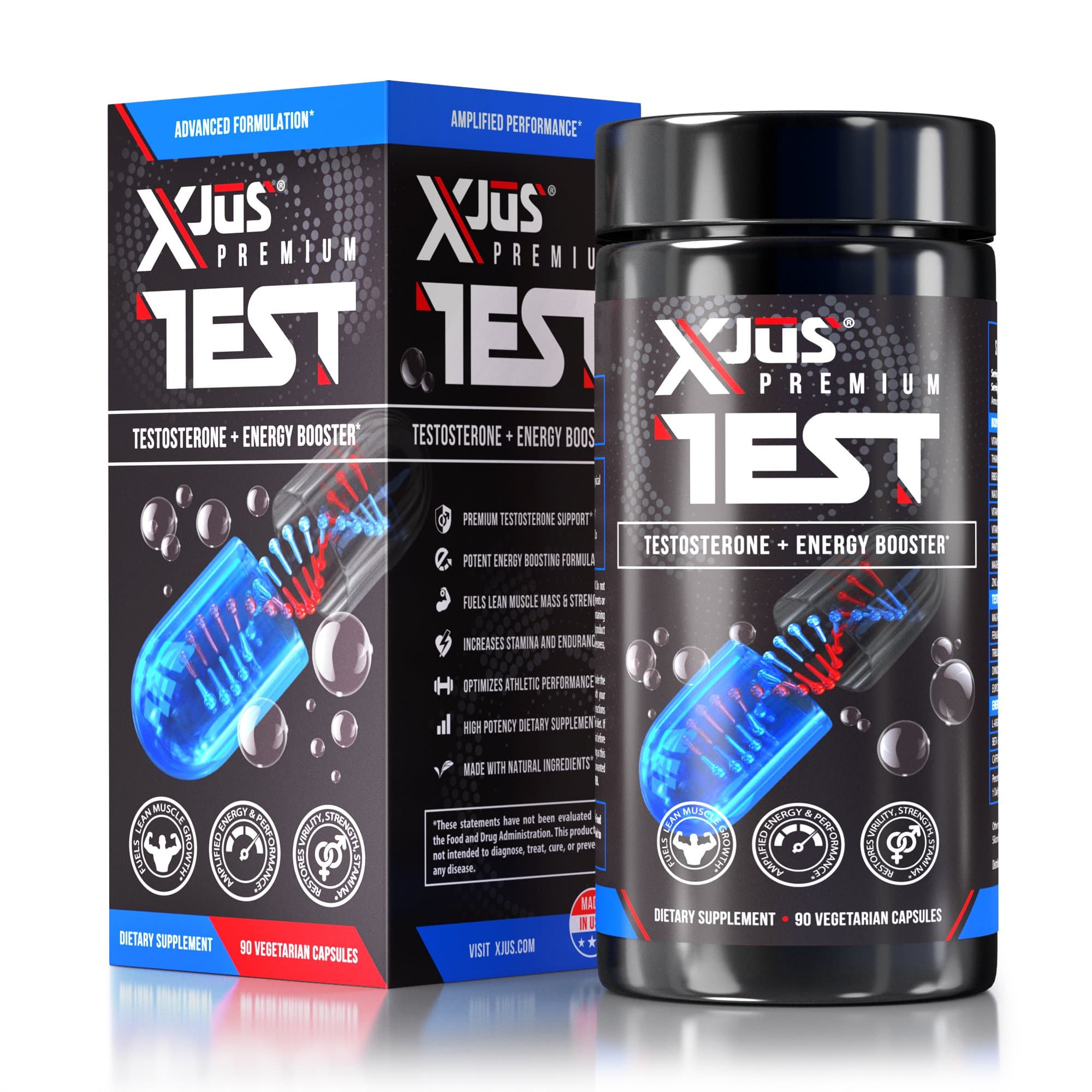 Premium Test + Energy Booster for Muscle Growth, Strength and Optimum Health. 17 Super Ingredients, 100% Natural. 90 Vegetarian Capsules.