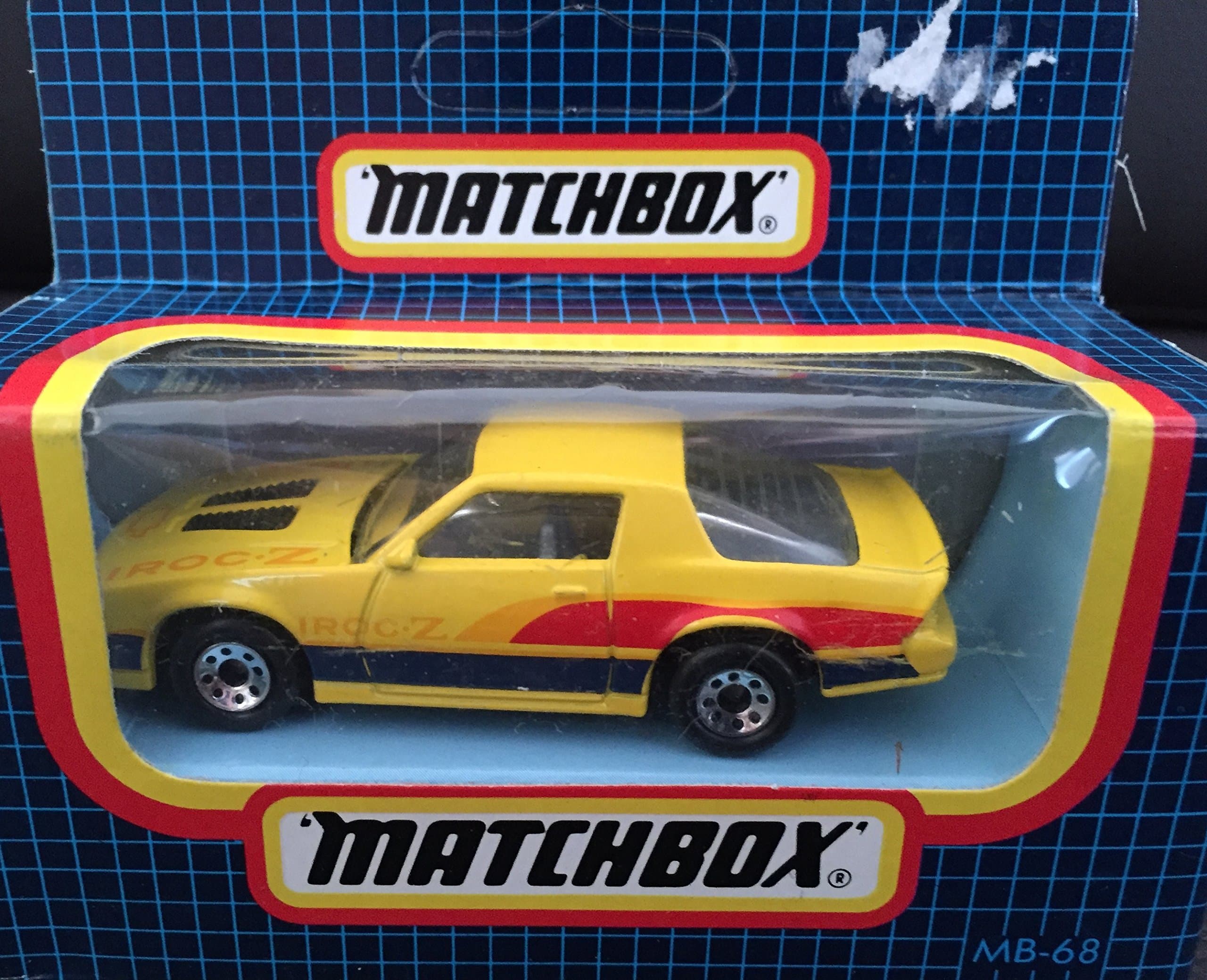 Vintage 1980's Matchbox 1:64 Die-Cast MB-68 Yellow Camaro IROC-Z Mint Condition In The Original Factory Sealed Box Shop Stock Room Find