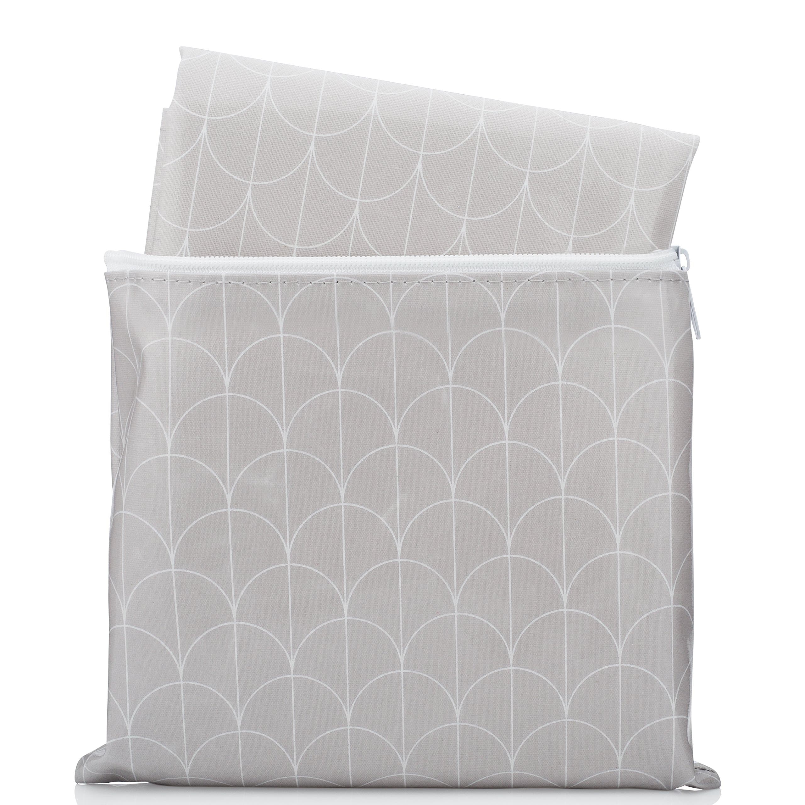 Splat Mat by Honeyed- Scallop - Grey and White Modern Design Large Non-toxic High Chair Floor Splash Mat