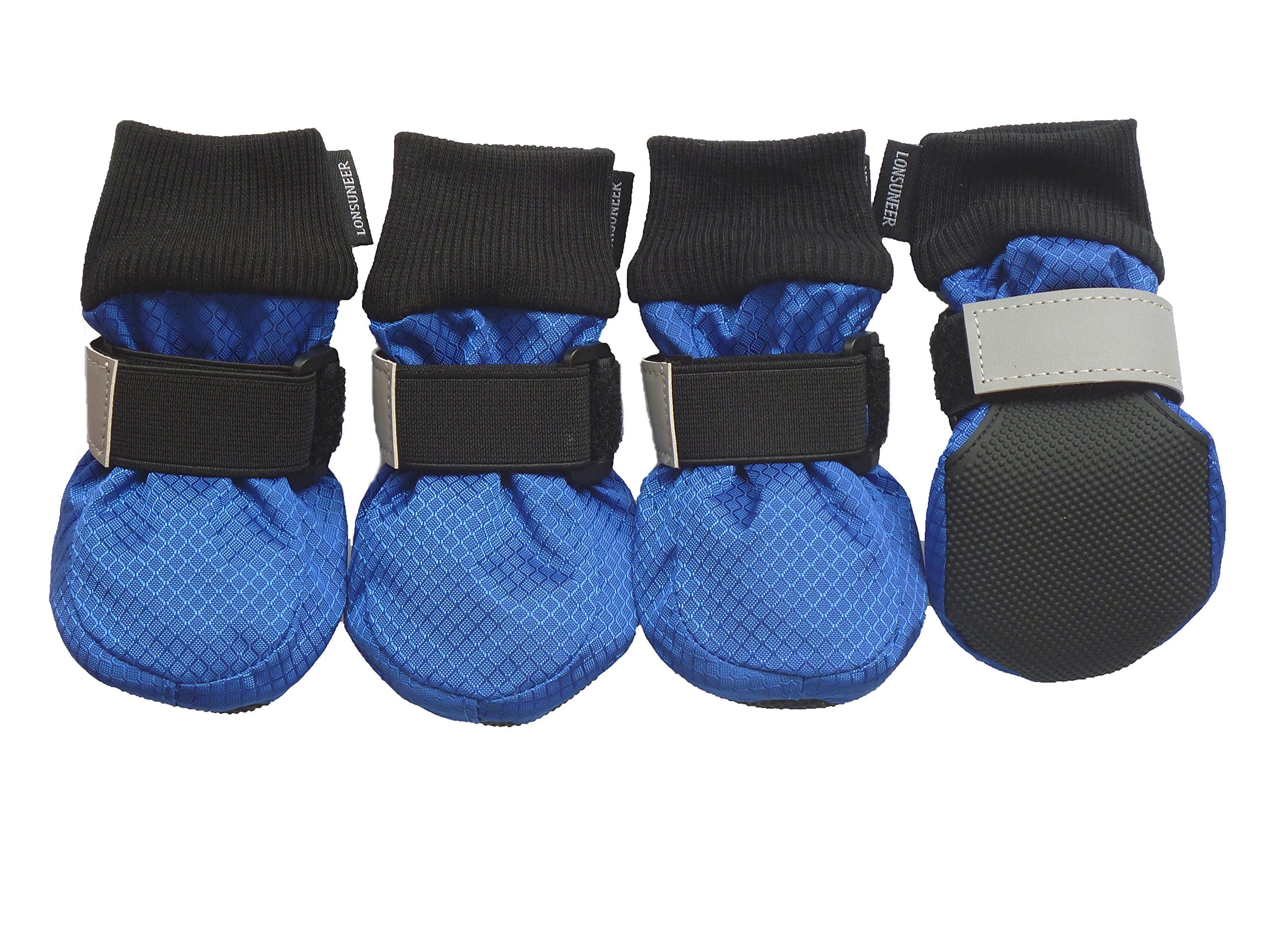 LONSUNEERLONSUNEER Winter Paw Protector Dog Boots Waterproof Soft Sole and Nonslip Set of 4 Color Blue Size Medium
