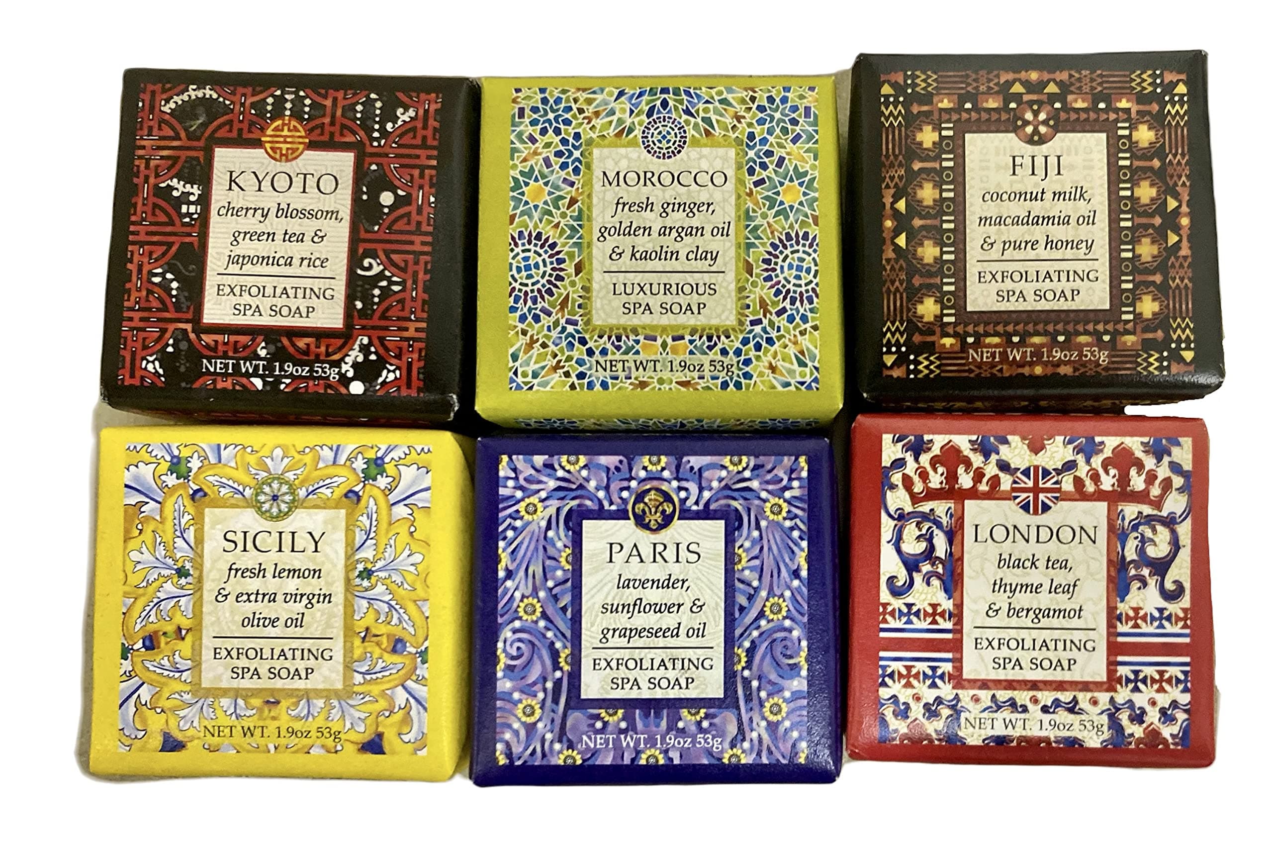 yeeyzzGreenwich Bay Trading Company Destination Spa Soaps 6 Piece Sampler 1.9 oz