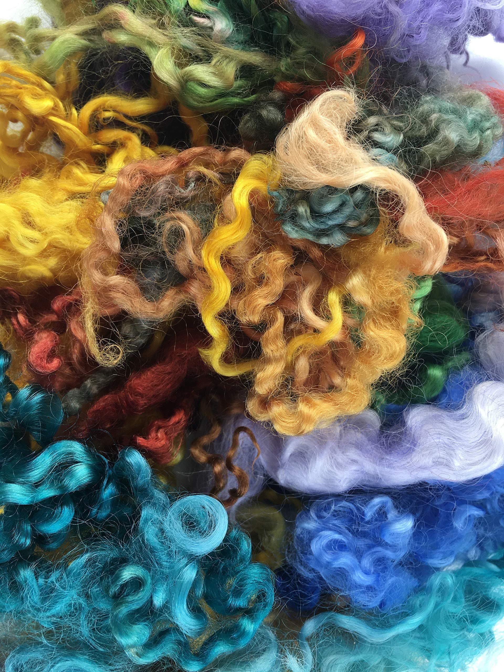 Wool Locks - 30gm Mixed Colours Curly Wool Locks - Ideal for Felting Projects - Hand Dyed in UK