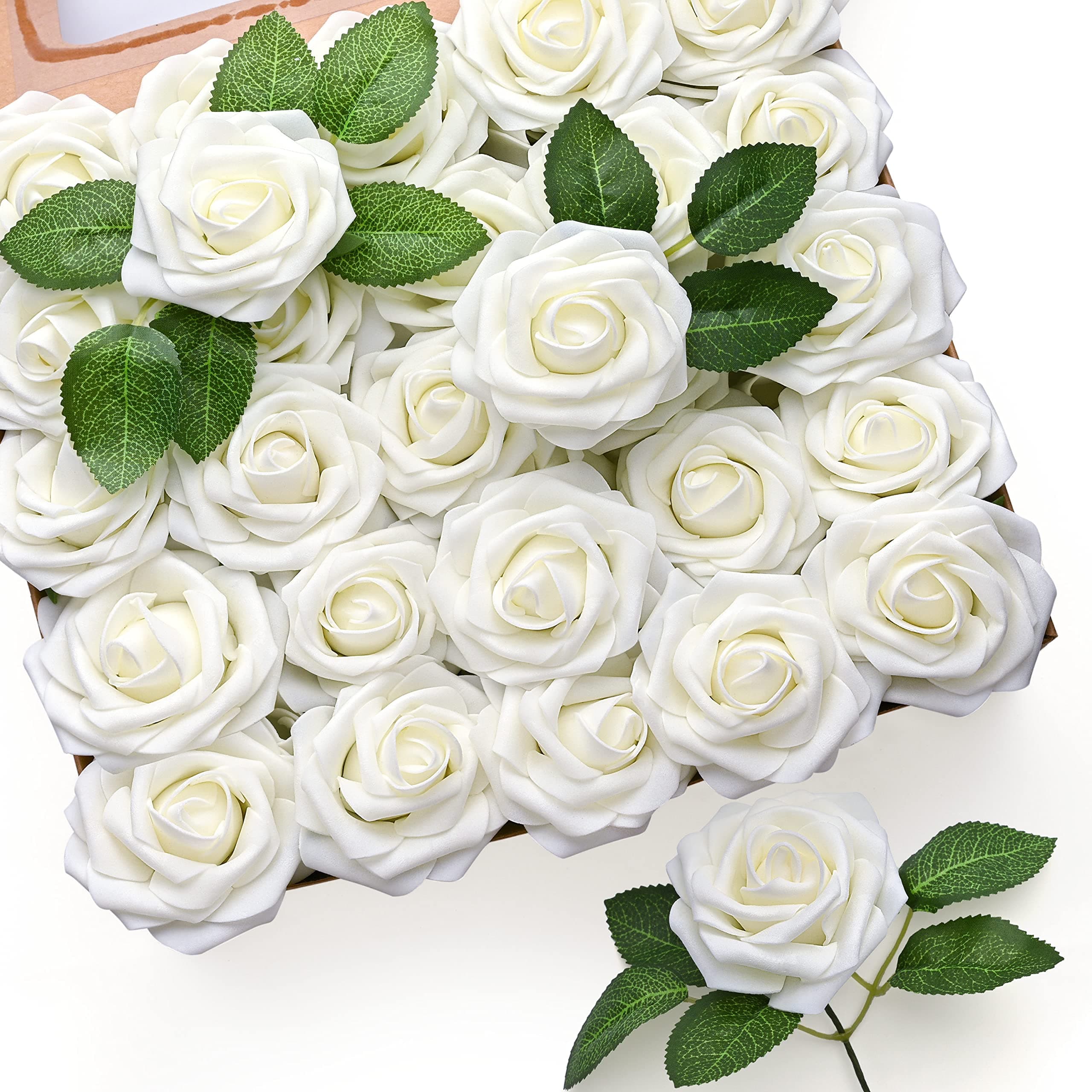 50Pcs White Foam Roses