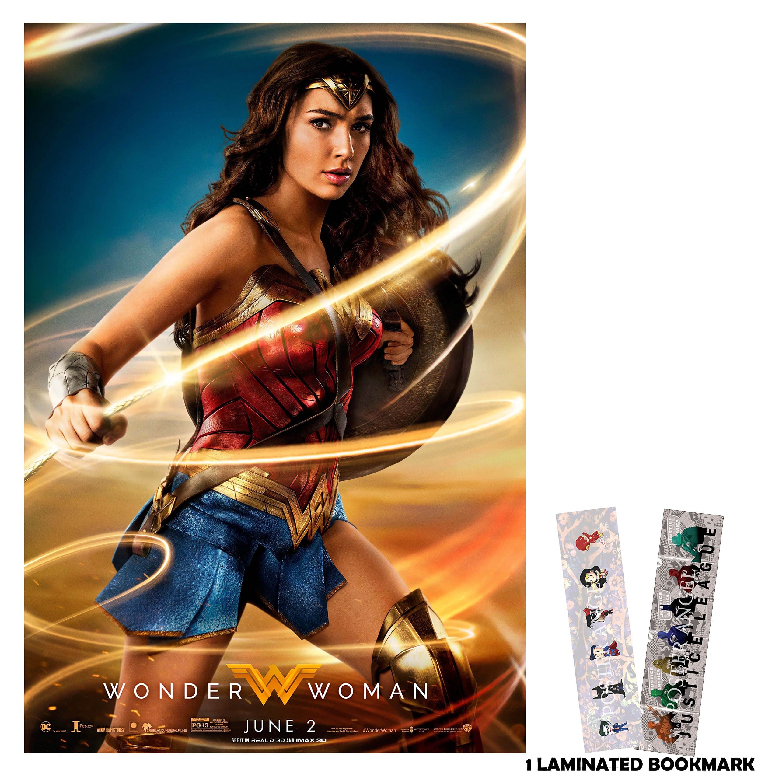 Wonder Woman (2017) - Whip -13 in x 19 in Movie Poster Flyer BORDERLESS + Free Bookmark